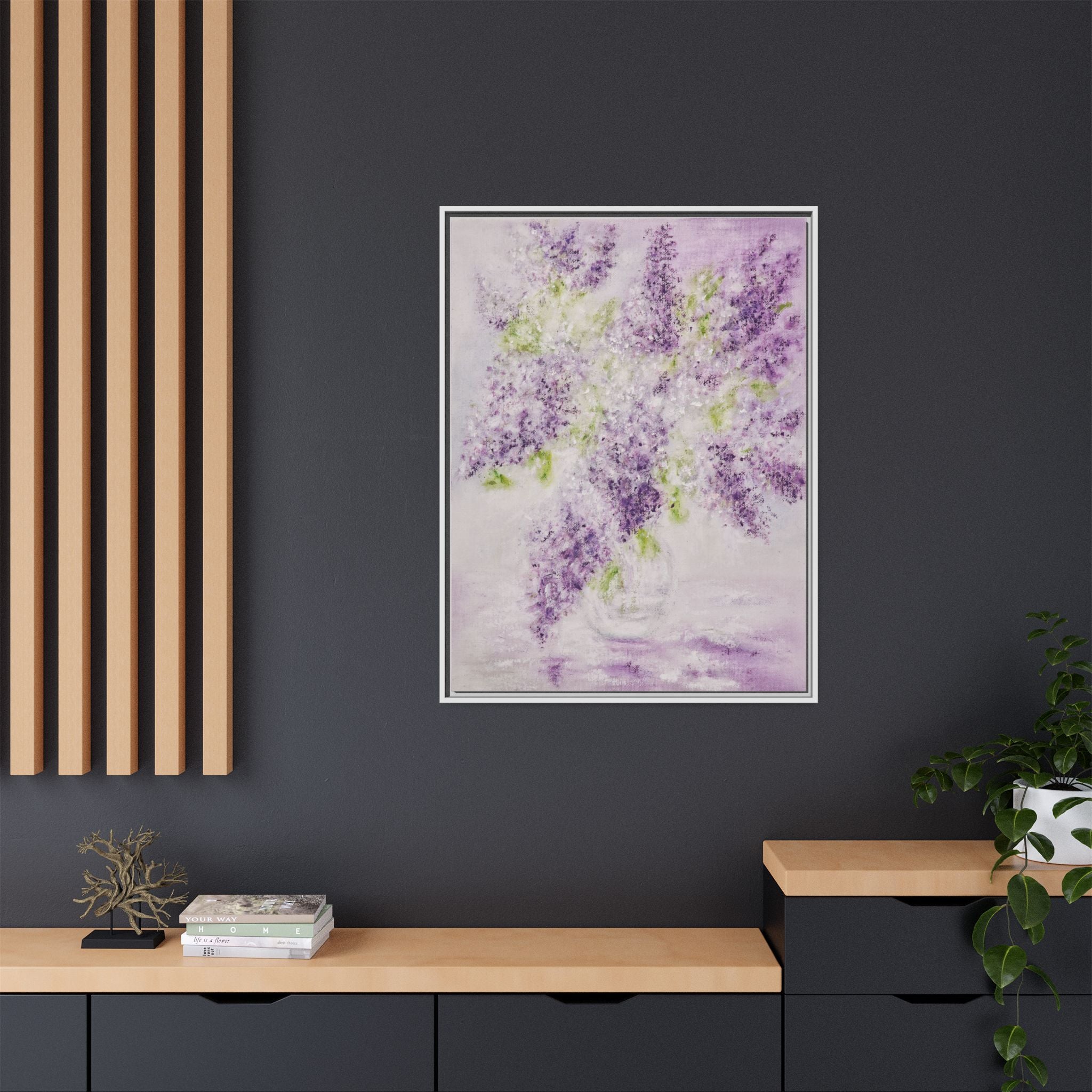 Framed Lilac Canvas Print — Matte Floral Wall Art