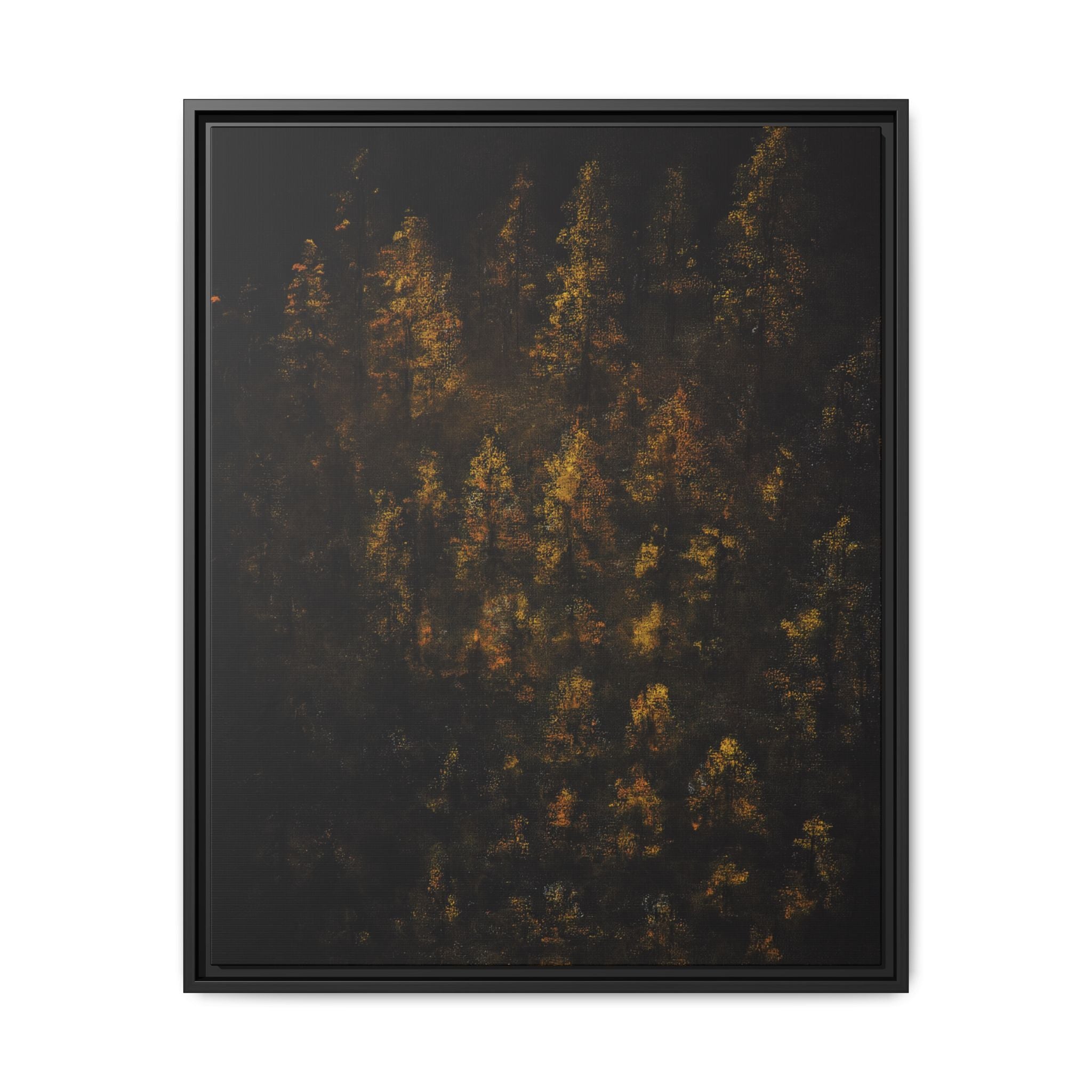 Framed Matte Canvas Forest Print — Golden Autumn Trees Wall Art