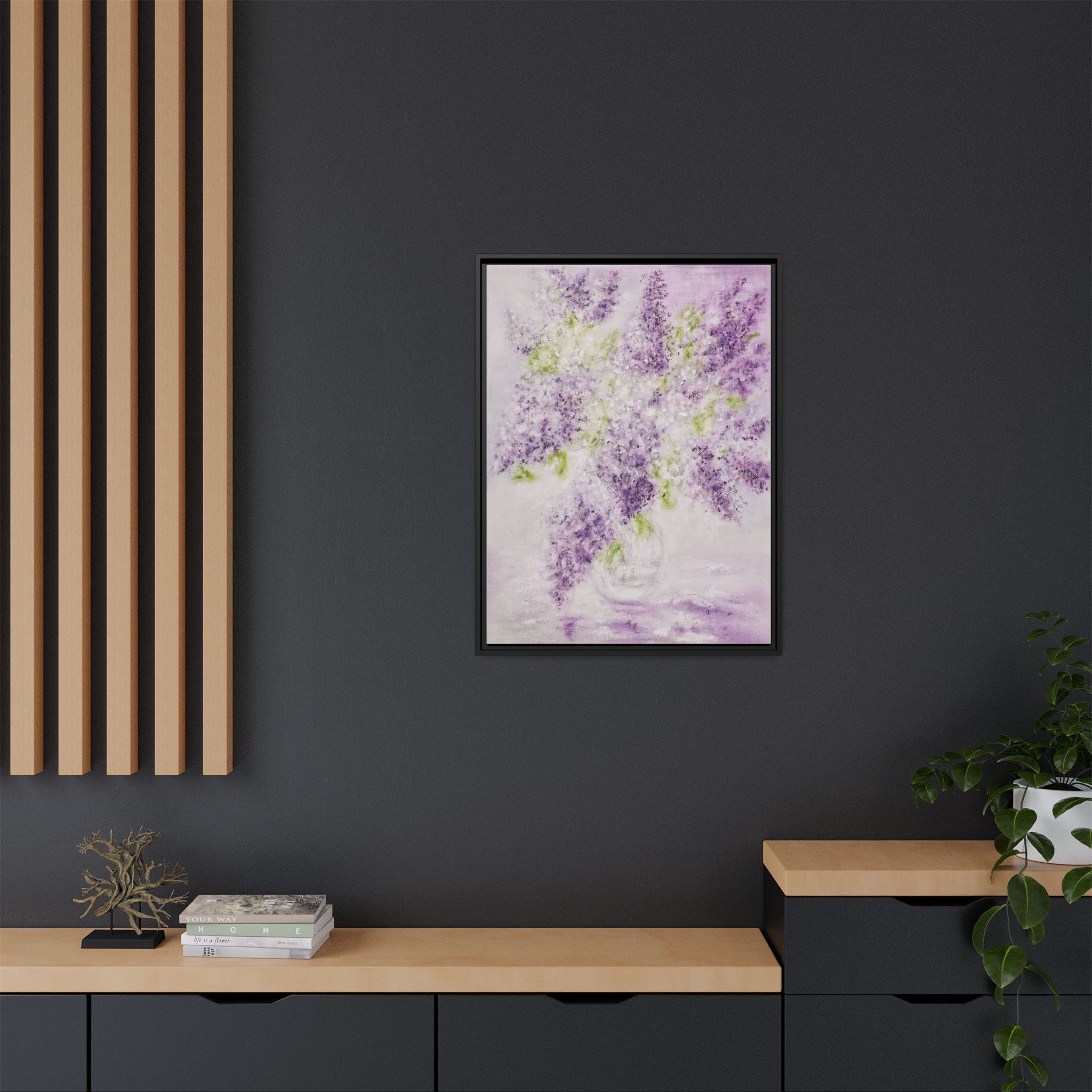 Framed Lilac Canvas Print — Matte Floral Wall Art