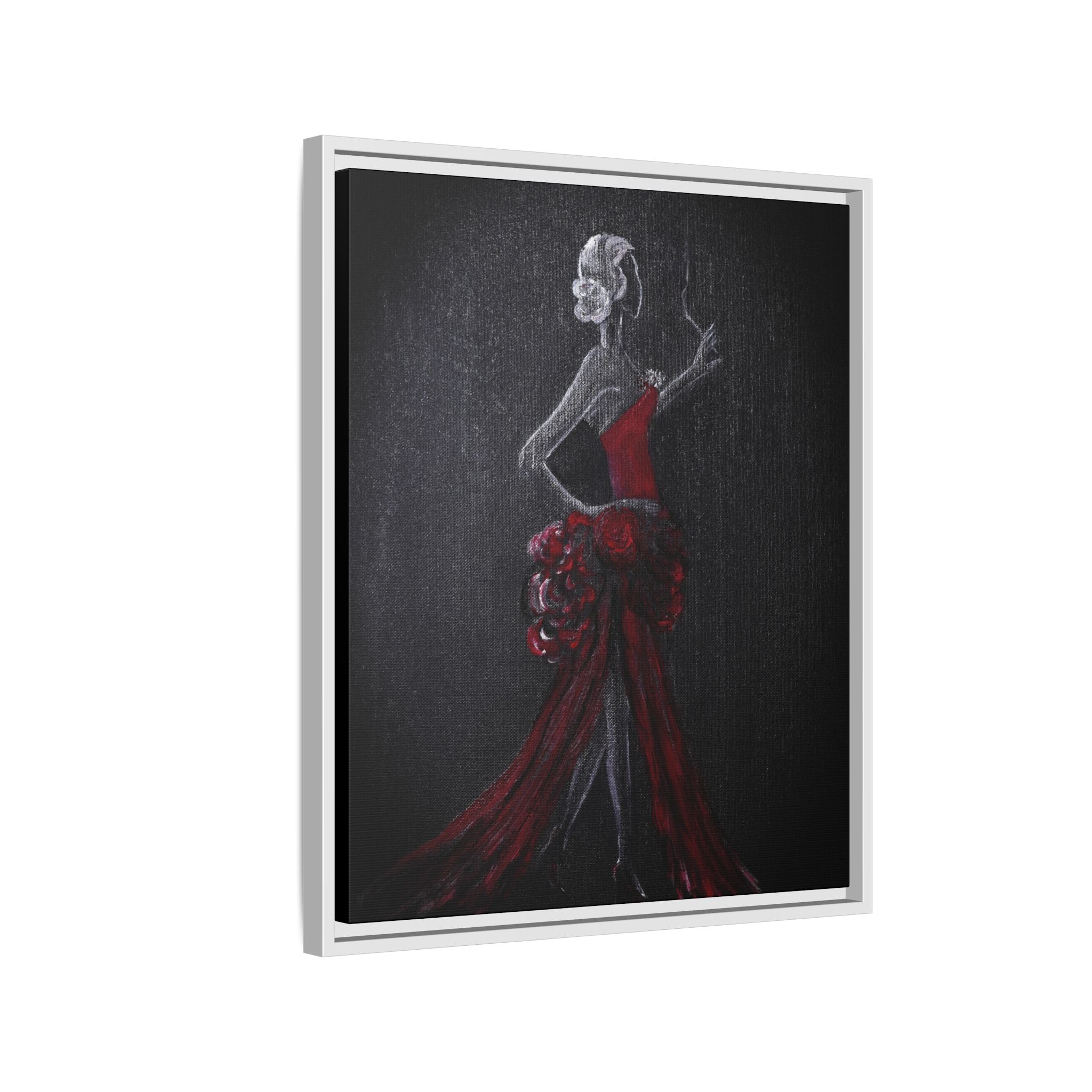 Framed Matte Canvas - Red Flamenco Dancer Art Print