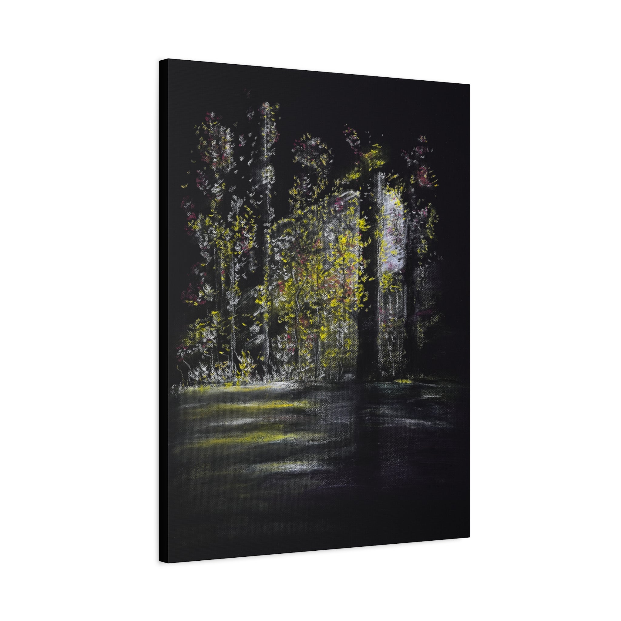Matte Canvas - Moonlit Forest Landscape Stretched Art Print