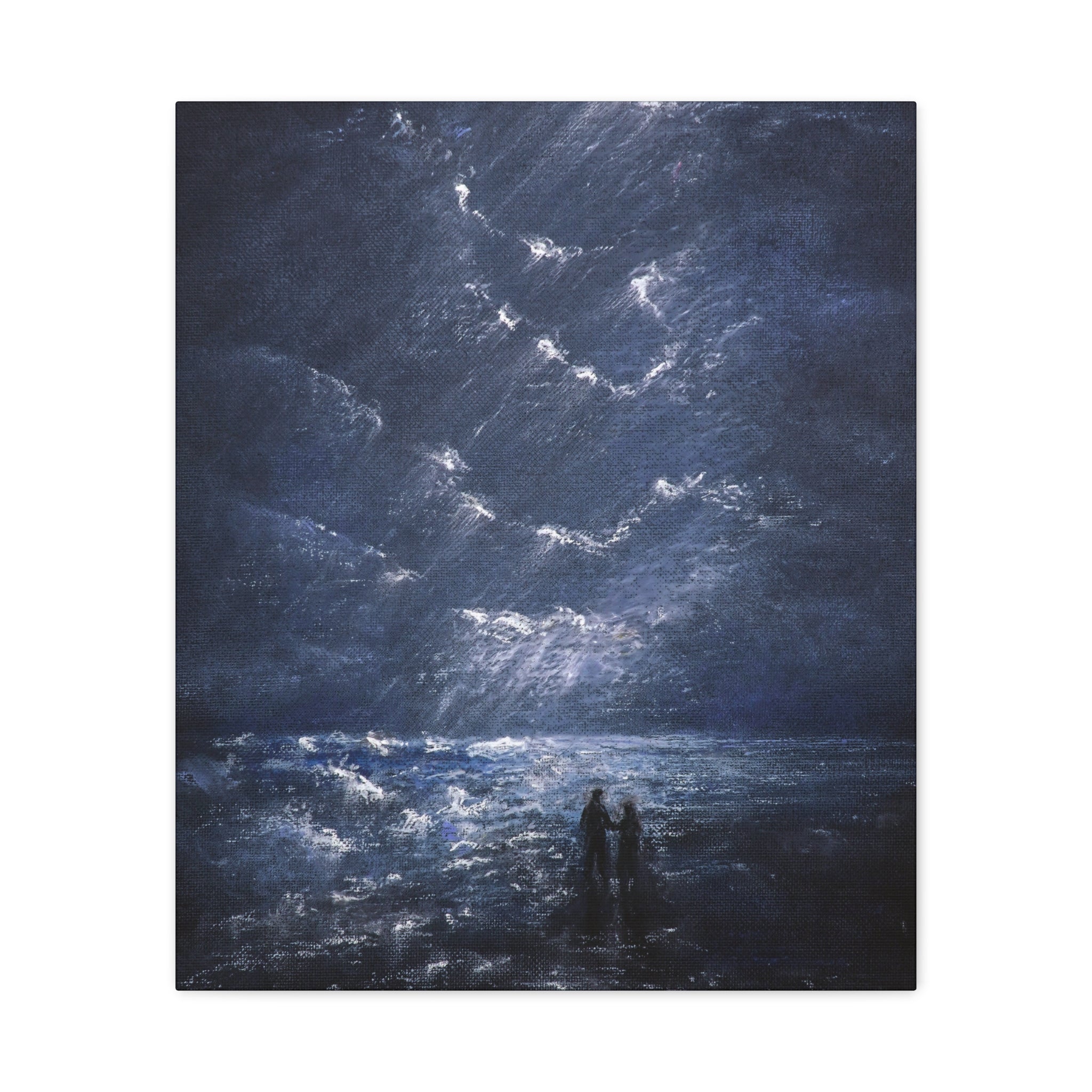 Couple on Shore at Night, Matte Stretched Wall Decor