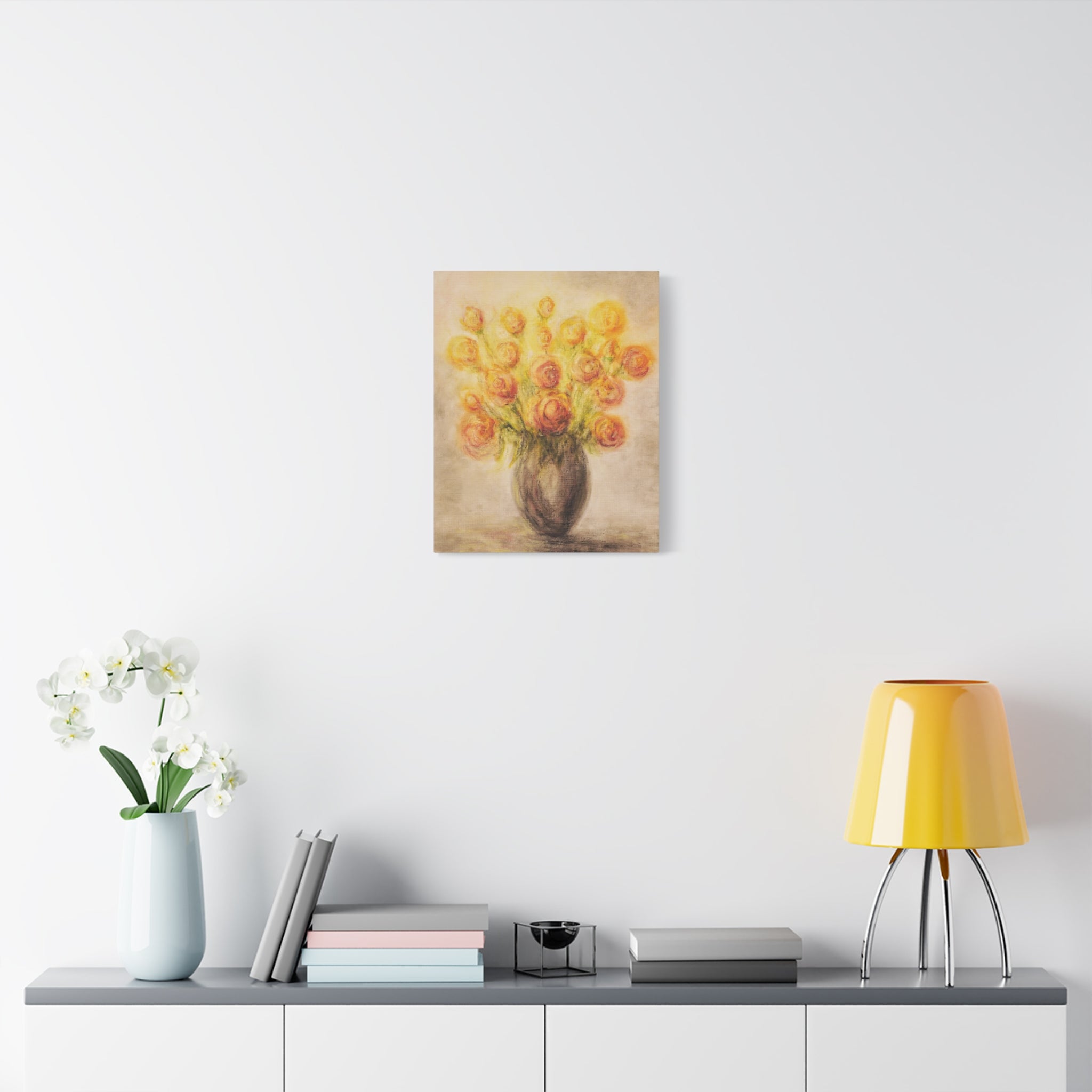 Matte Canvas Print - Golden Rose Bouquet Wall Art (Stretched 1.25")