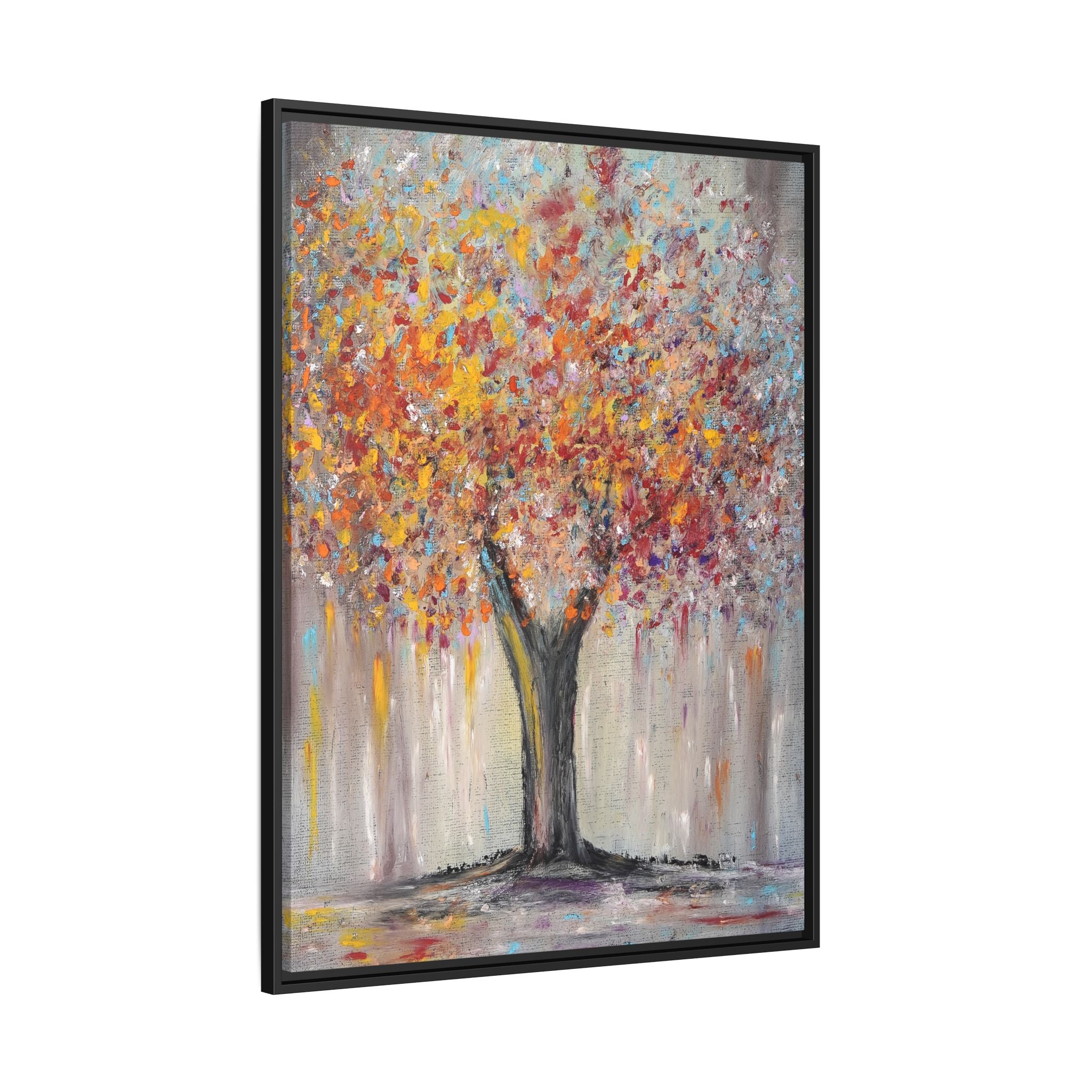 Framed Matte Canvas - Colorful Abstract Tree Wall Art