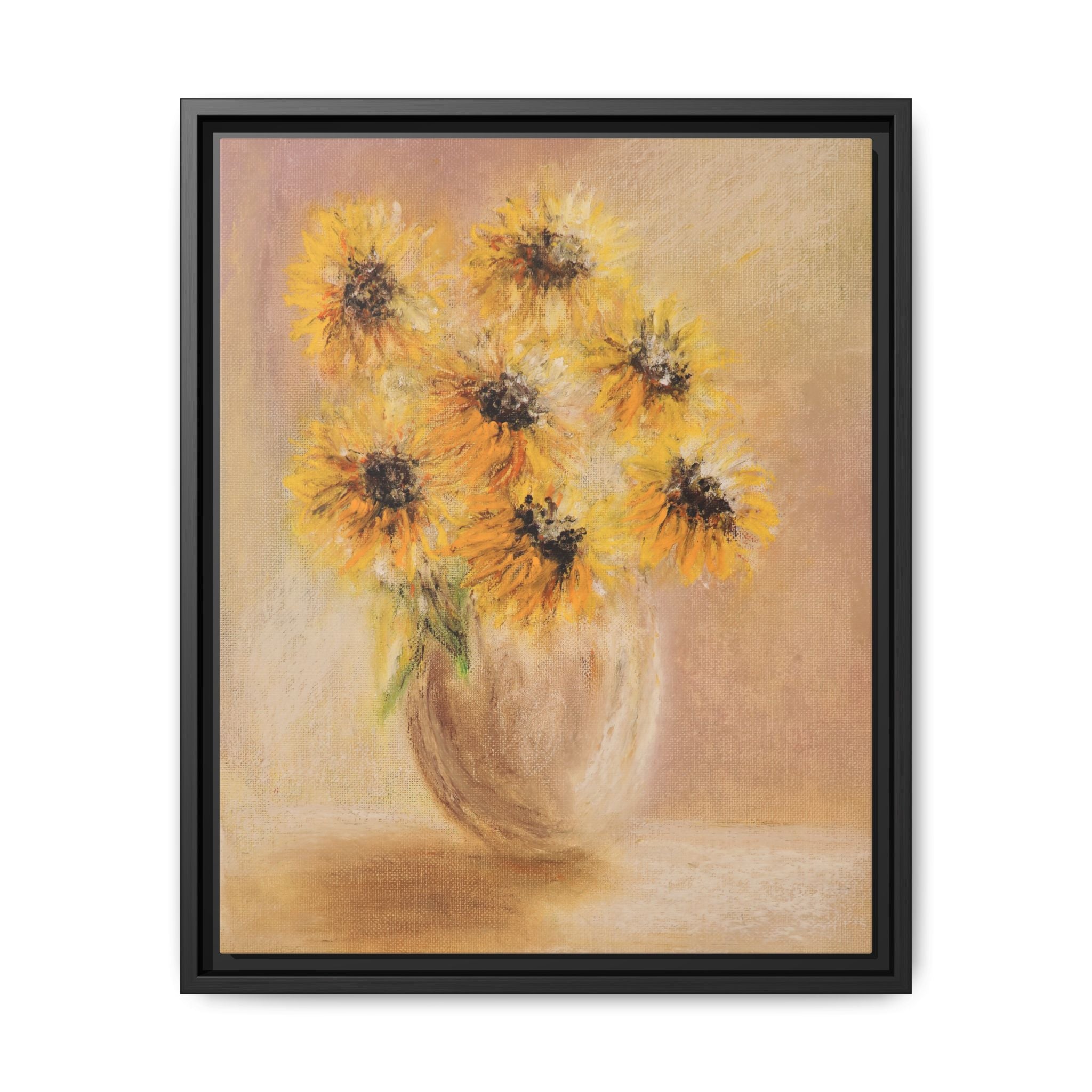 Framed Sunflower Vase — Matte Canvas Wall Art