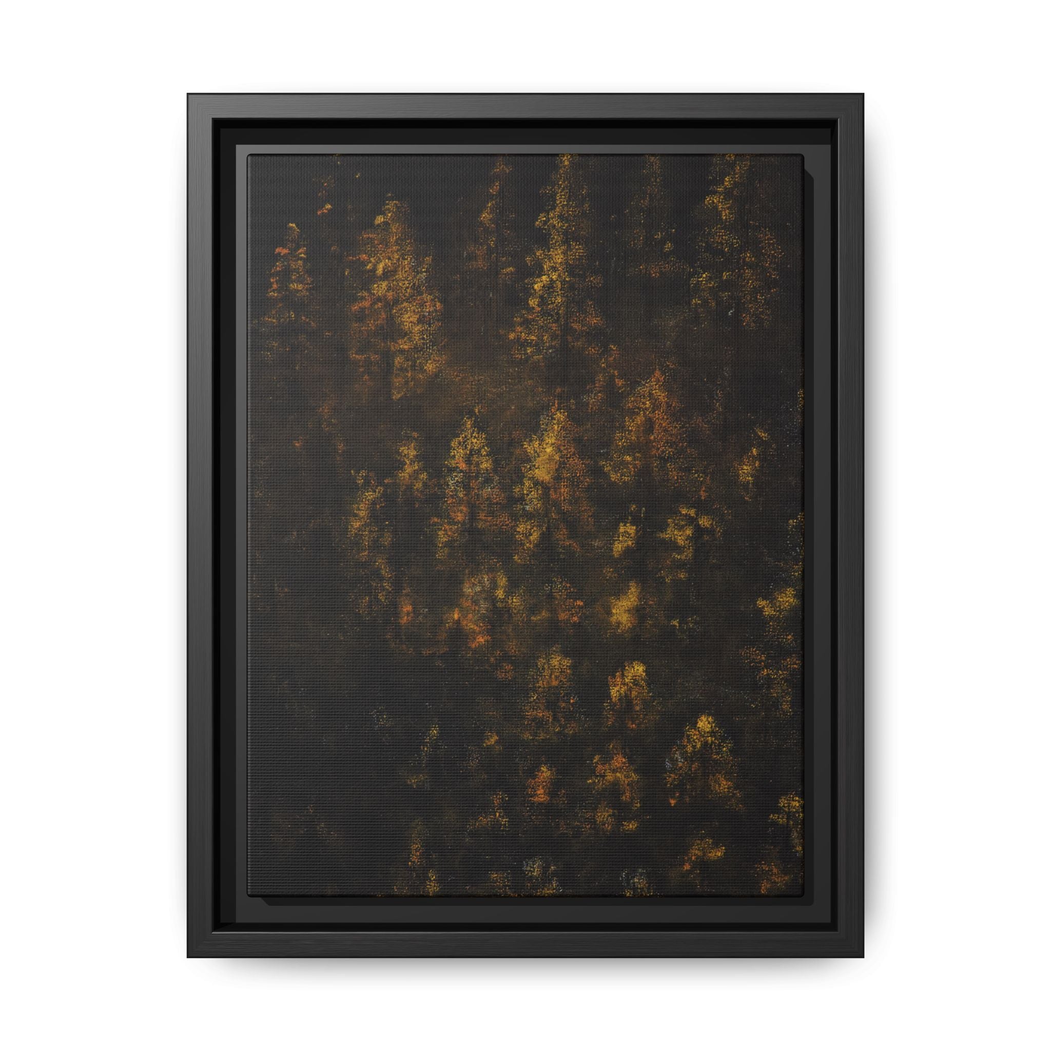 Framed Matte Canvas Forest Print — Golden Autumn Trees Wall Art