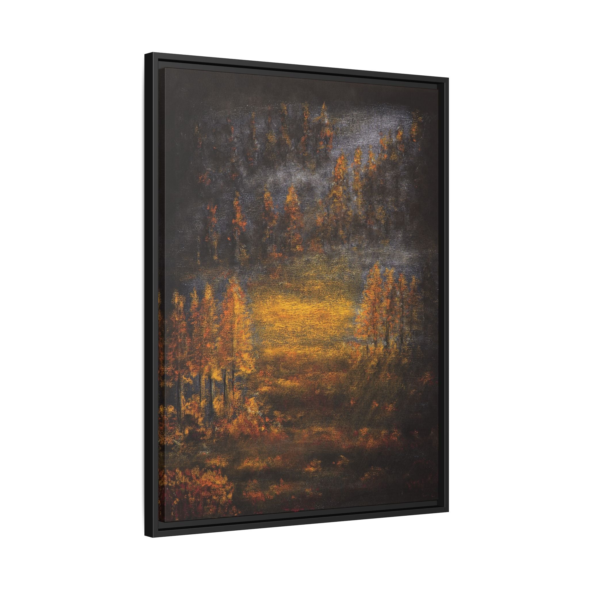 Autumn Glow Landscape - Framed Matte Canvas Wall Art