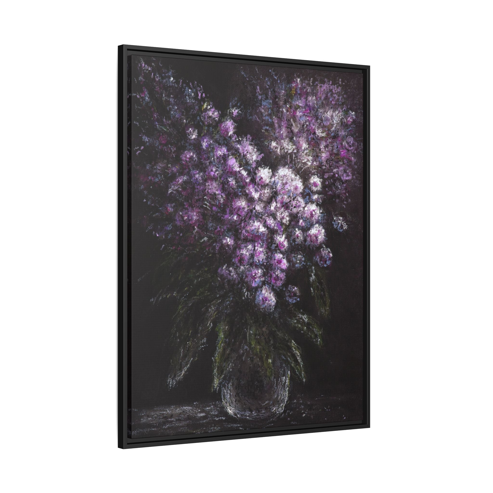 Framed Matte Canvas: Moody Purple Floral Bouquet Wall Art