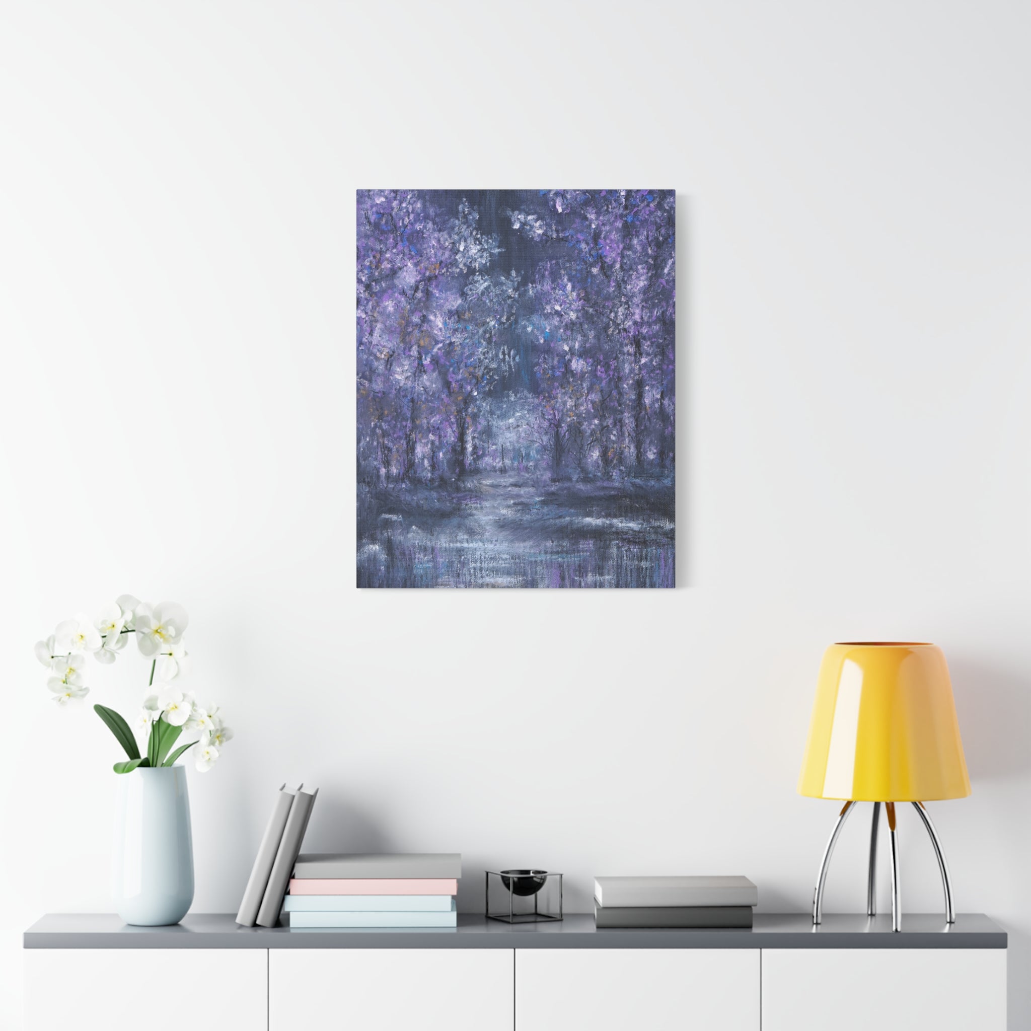 Purple Twilight Forest Matte Canvas Wall Art — Stretched 1.25"