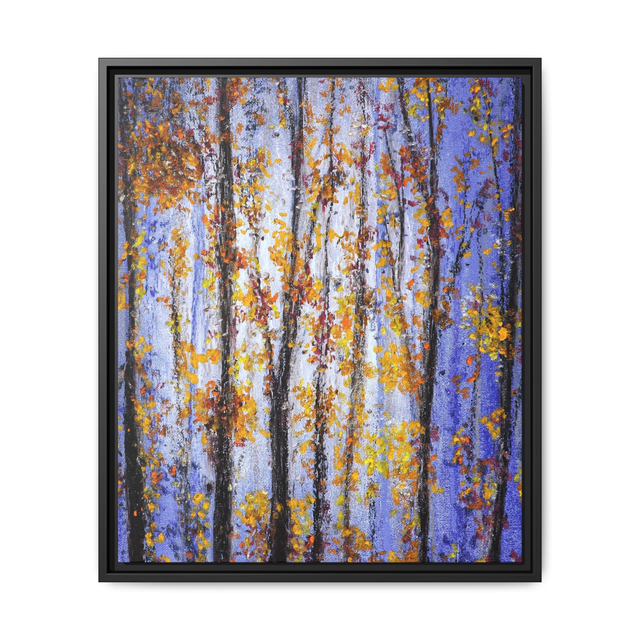Framed Matte Canvas Art – Autumn Aspen Trees Wall Print