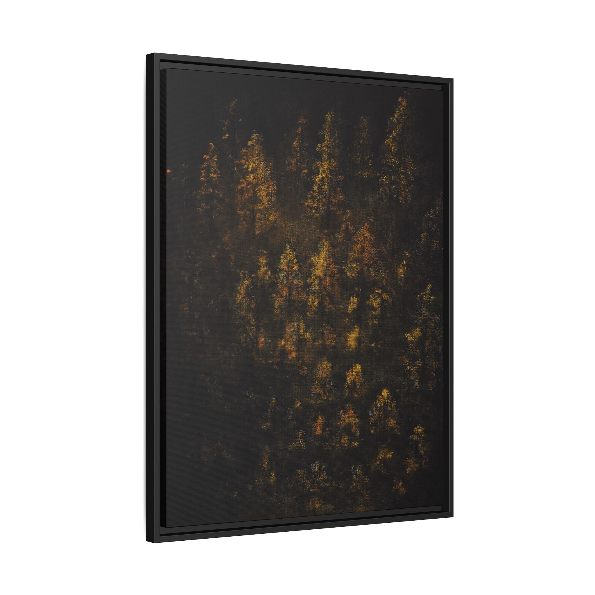 Framed Matte Canvas Forest Print — Golden Autumn Trees Wall Art