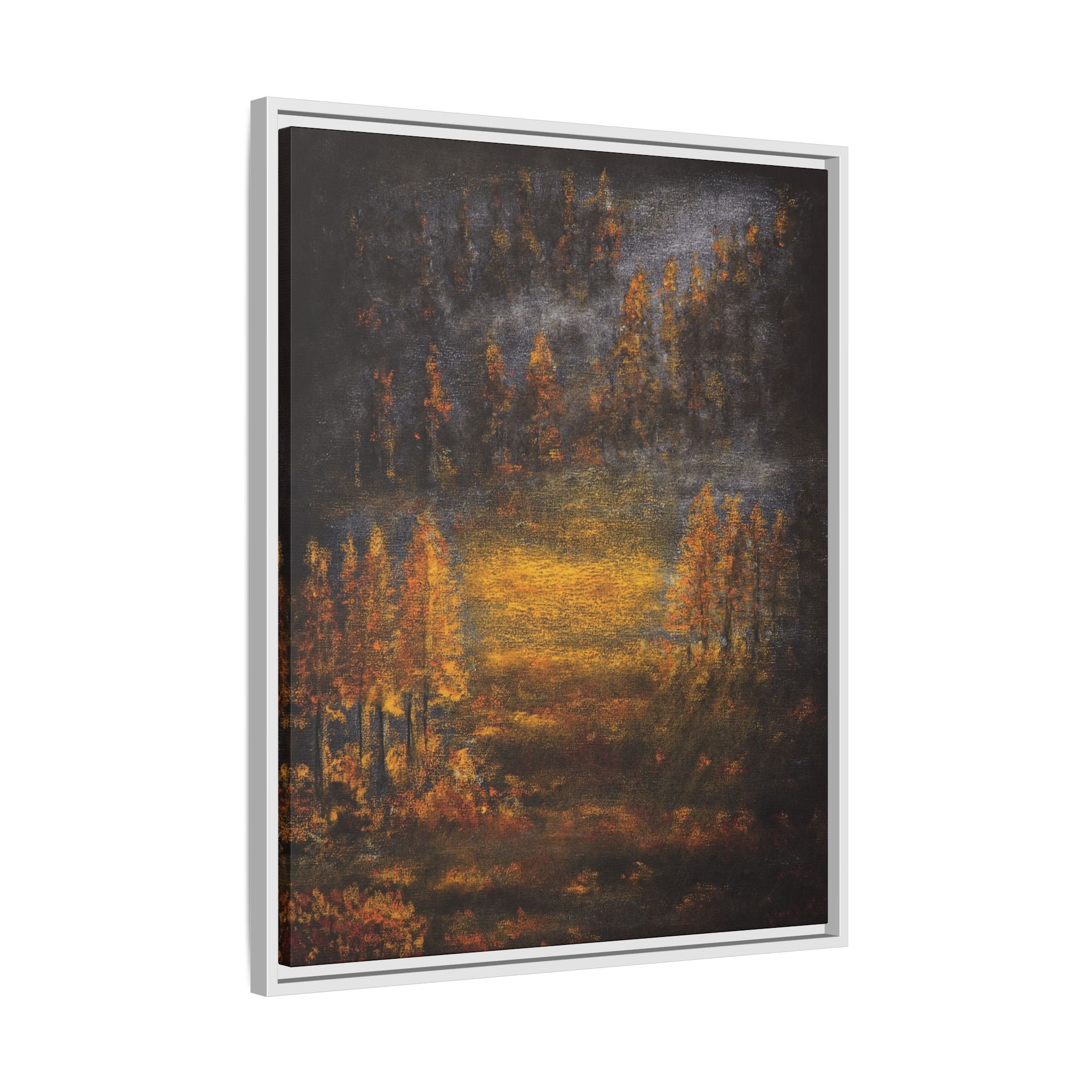 Autumn Glow Landscape - Framed Matte Canvas Wall Art