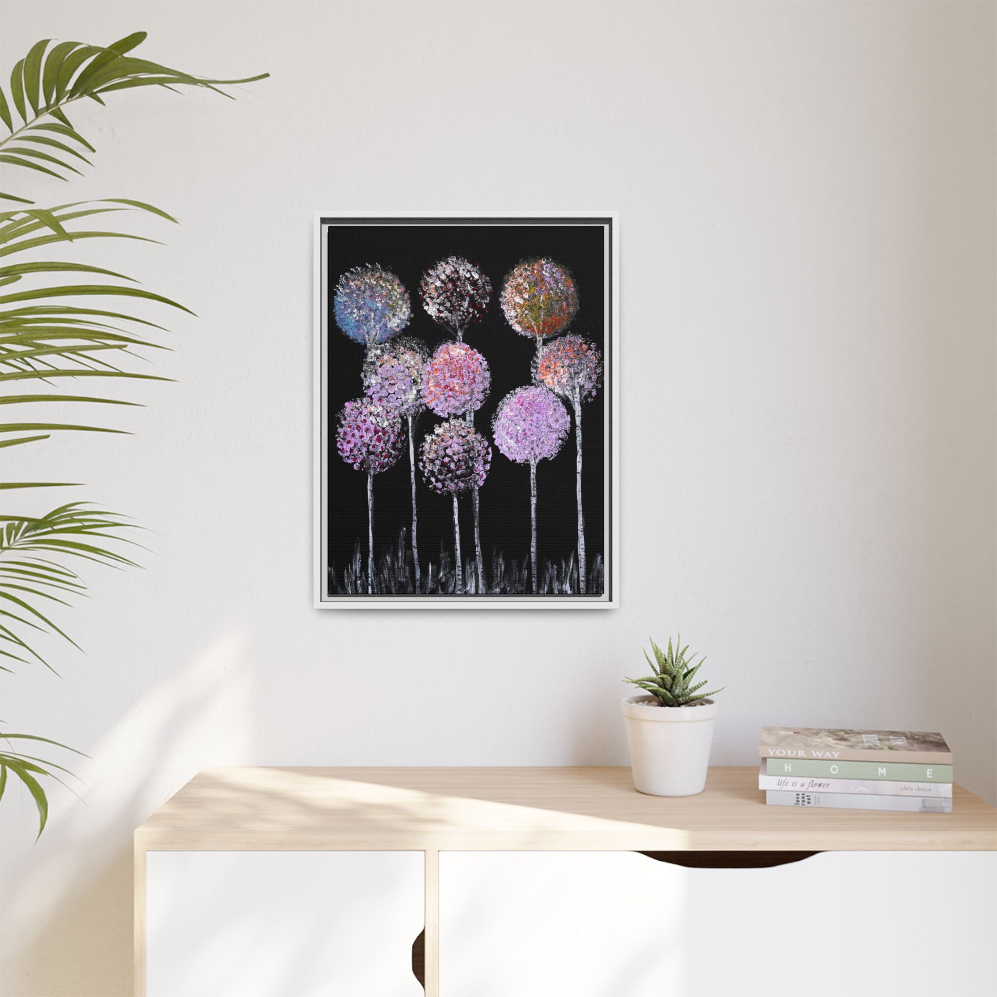 Framed Matte Canvas-Pastel Floral Art