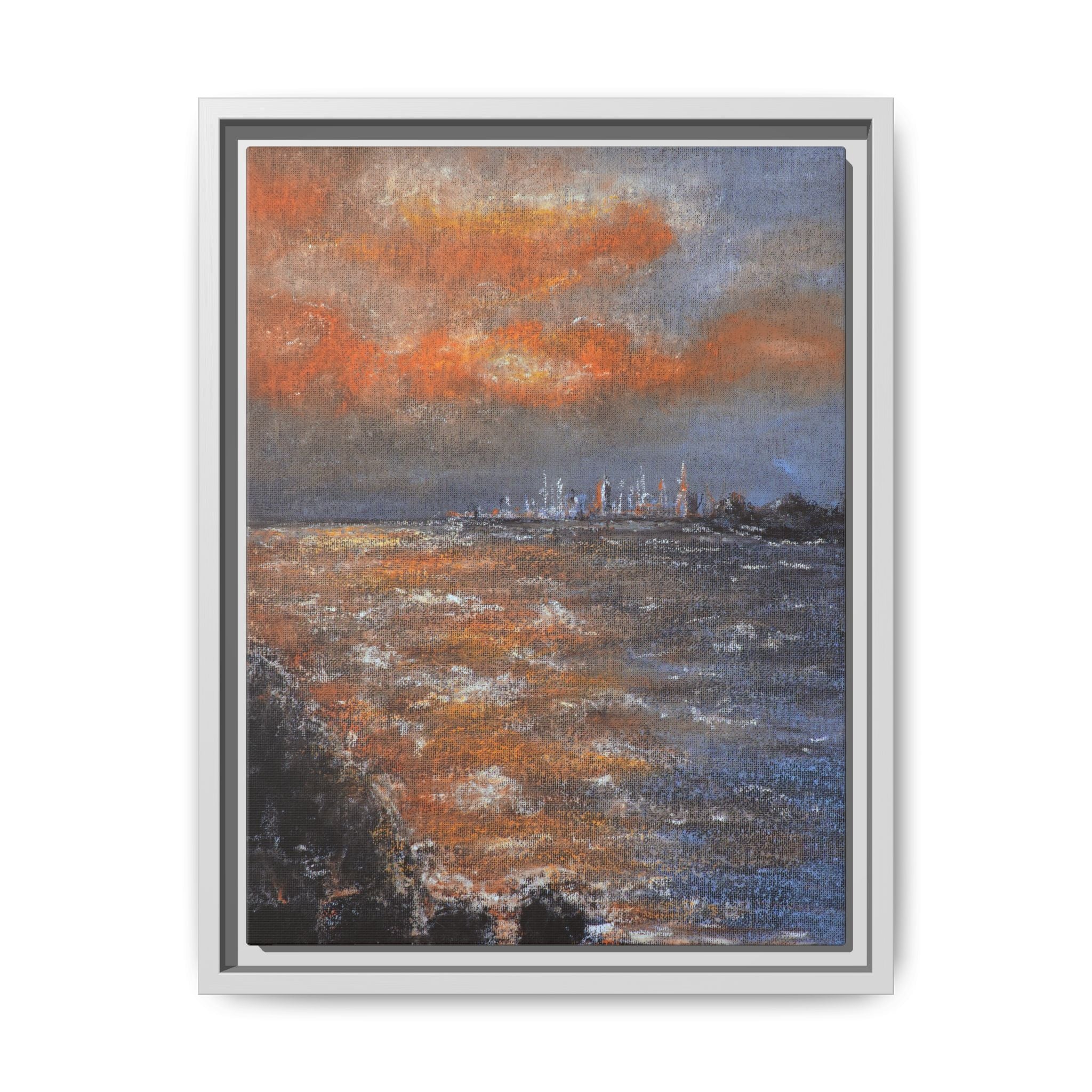 Framed Matte Canvas Print — Coastal Sunset Seascape
