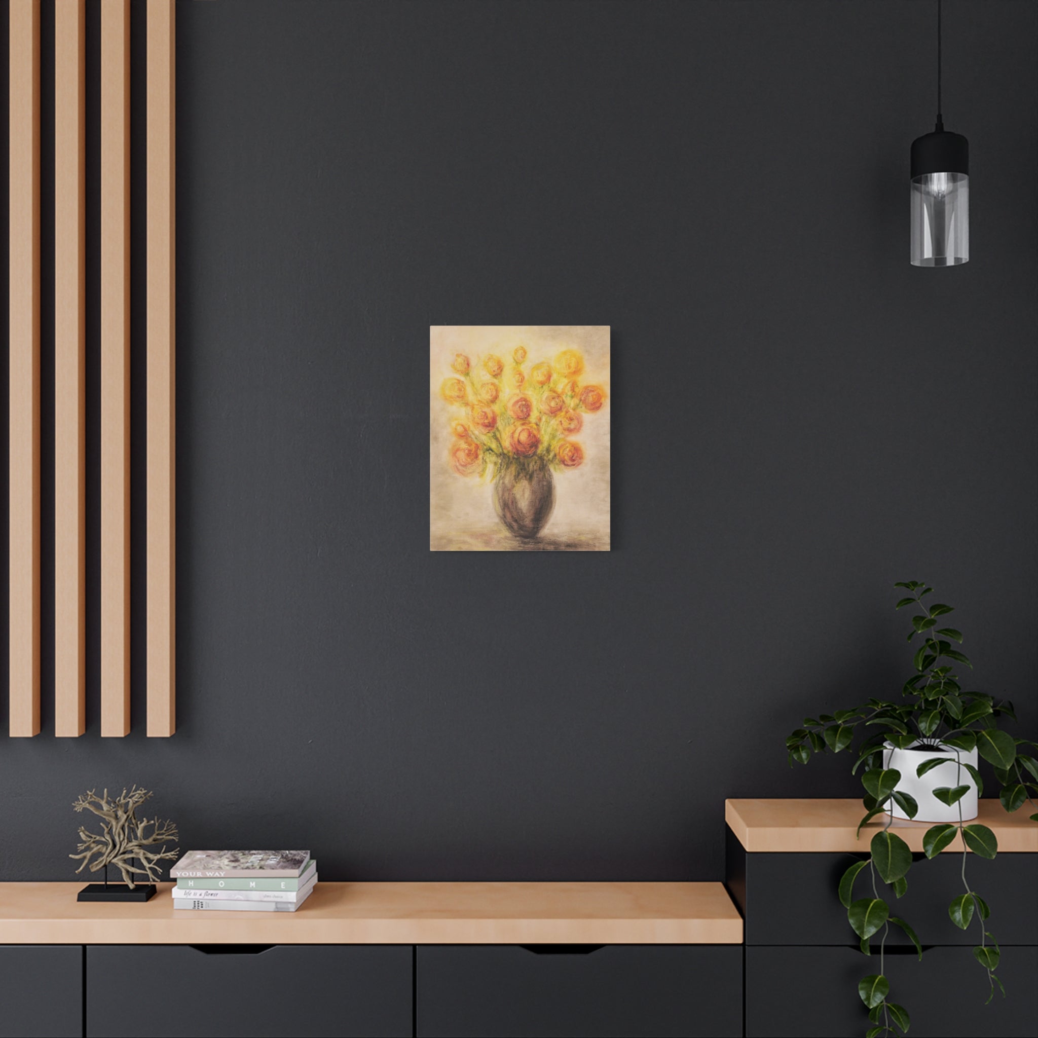 Matte Canvas Print - Golden Rose Bouquet Wall Art (Stretched 1.25")