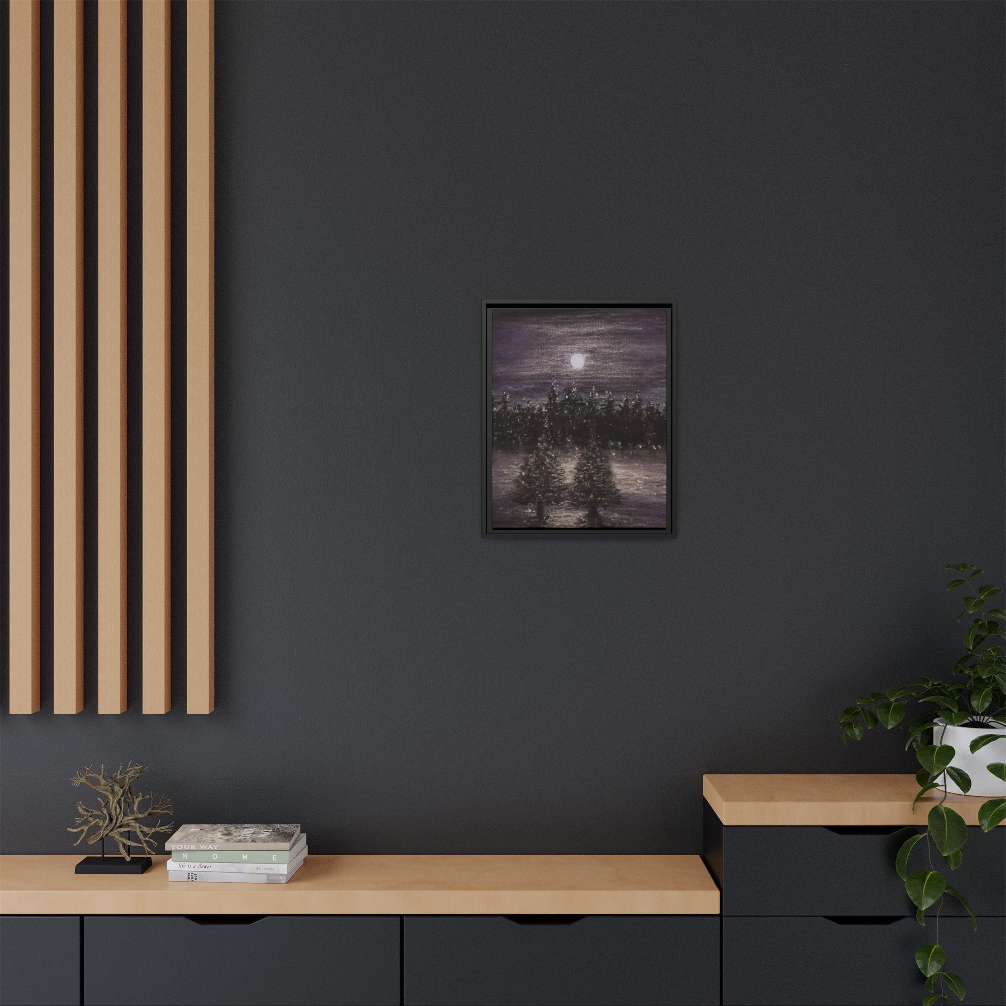 Moonlit Forest Matte Canvas Print — Framed Wall Art