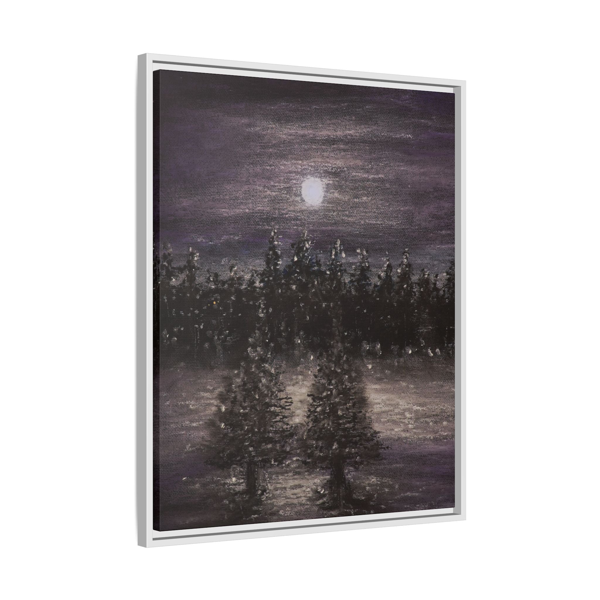 Moonlit Forest Matte Canvas Print — Framed Wall Art
