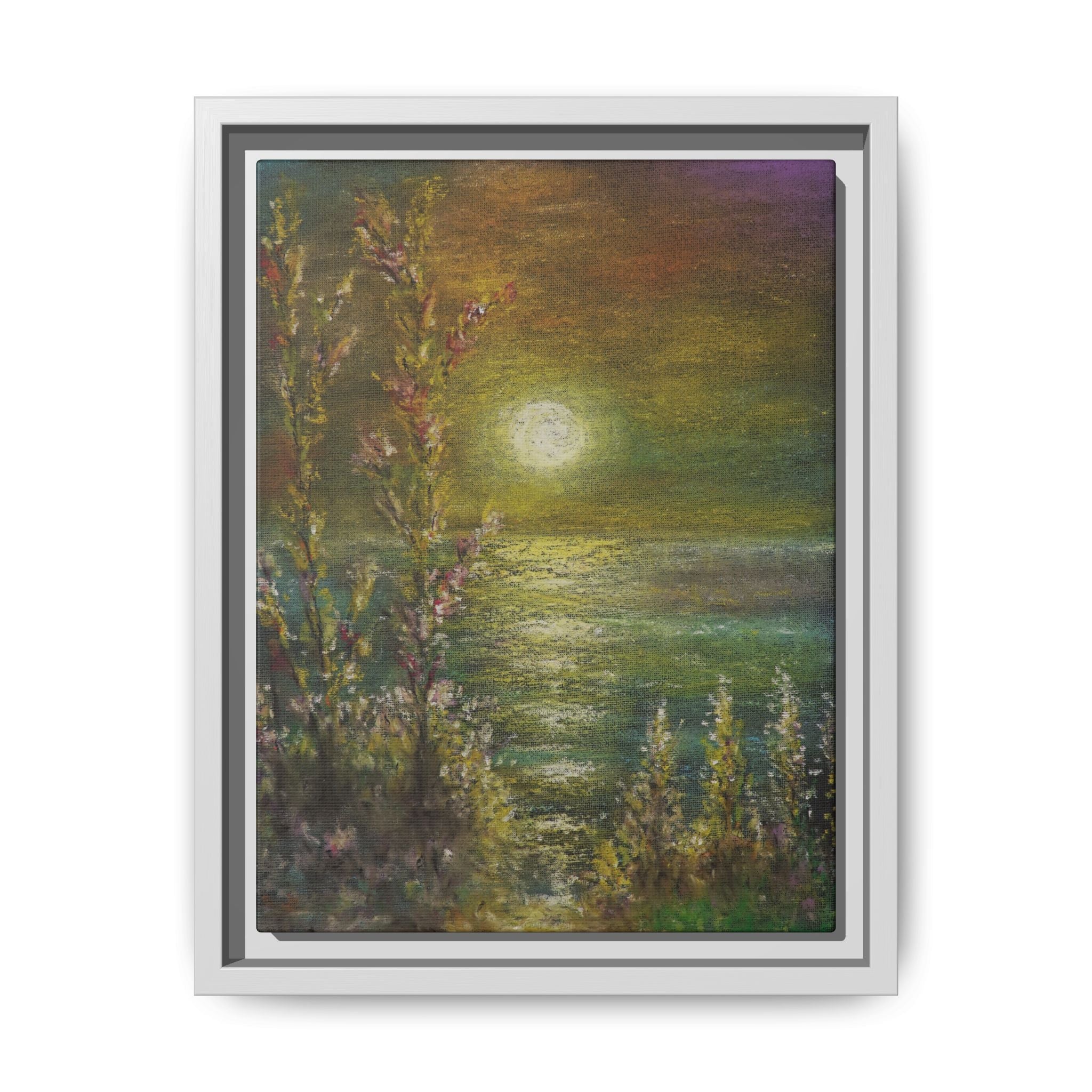 Framed Matte Canvas Print — Tranquil Moonlit Seascape