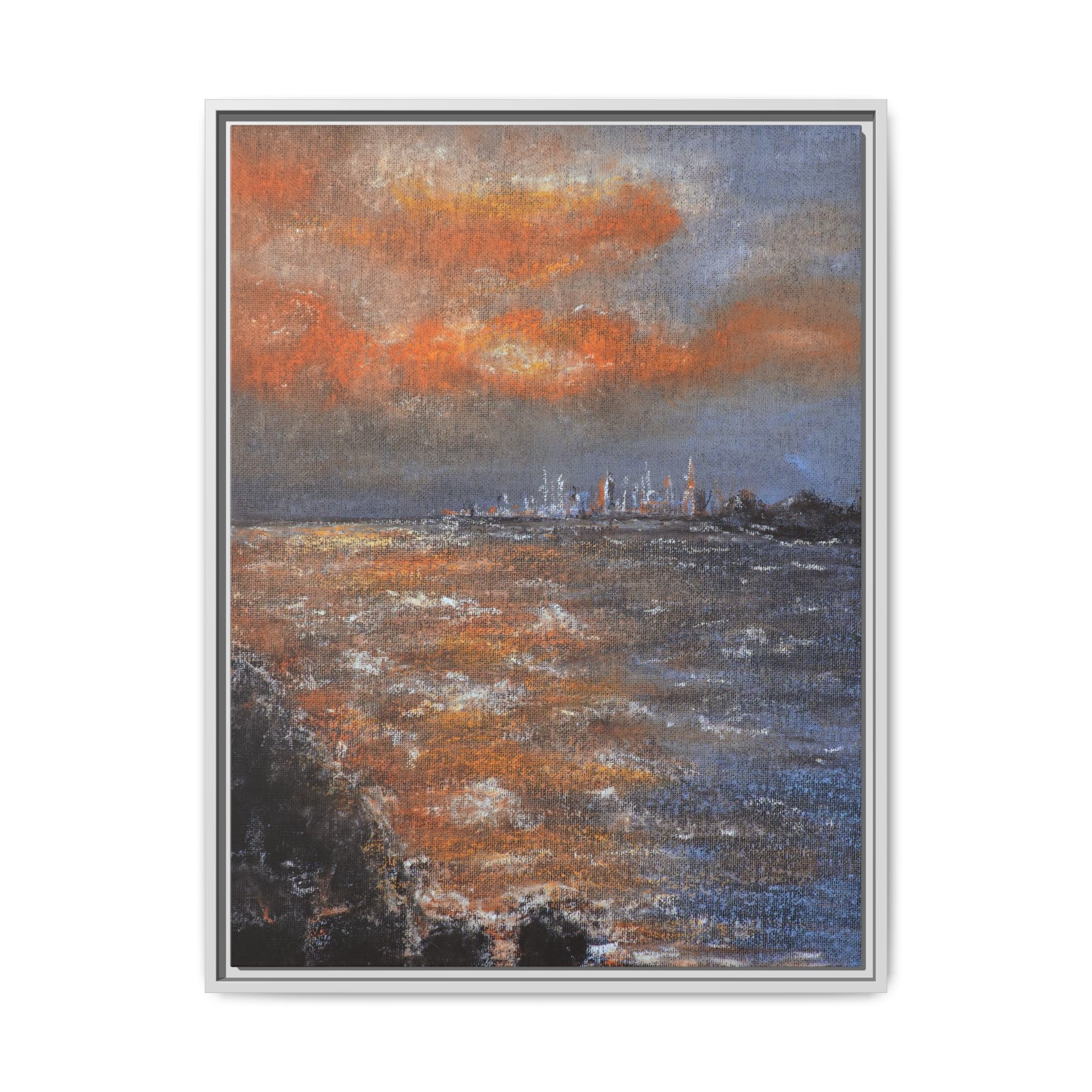 Framed Matte Canvas Print — Coastal Sunset Seascape