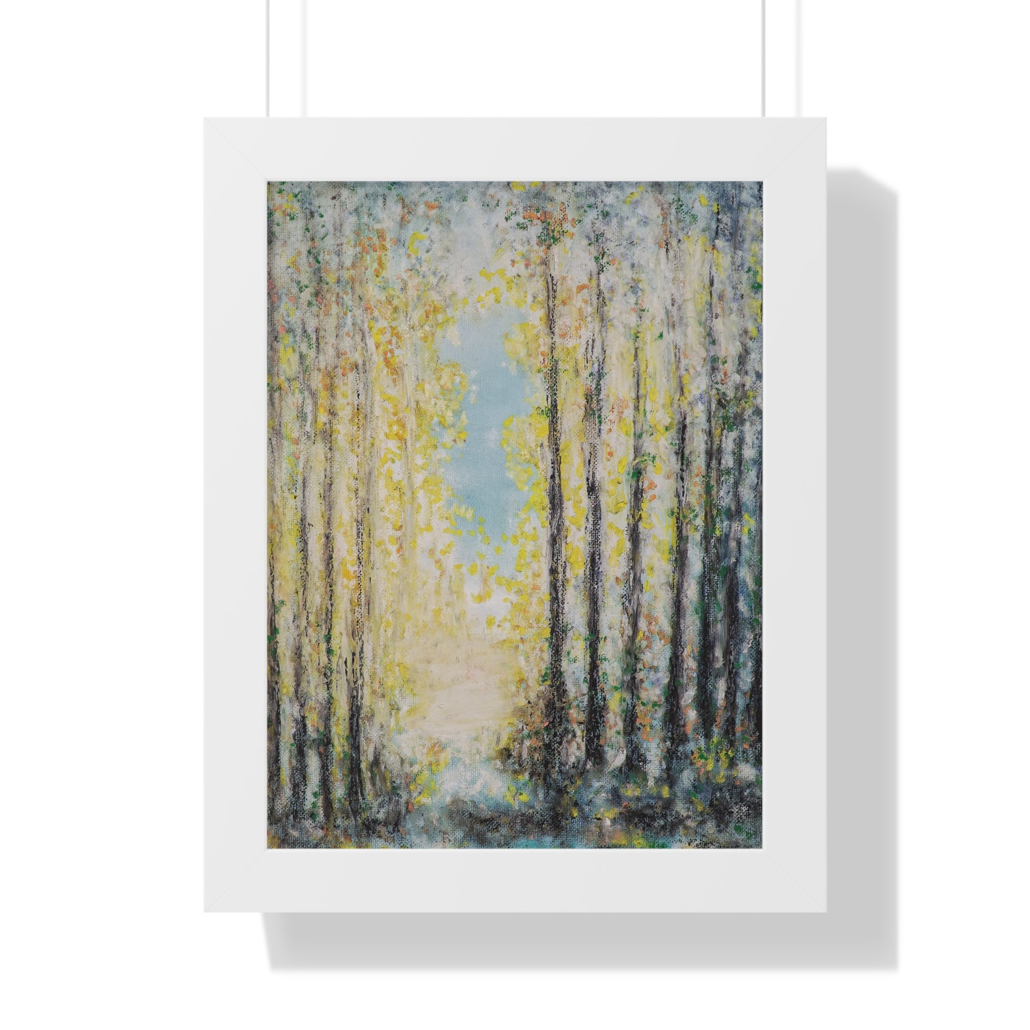 Framed Poster — Serene Sunlit Forest Vertical Art Print
