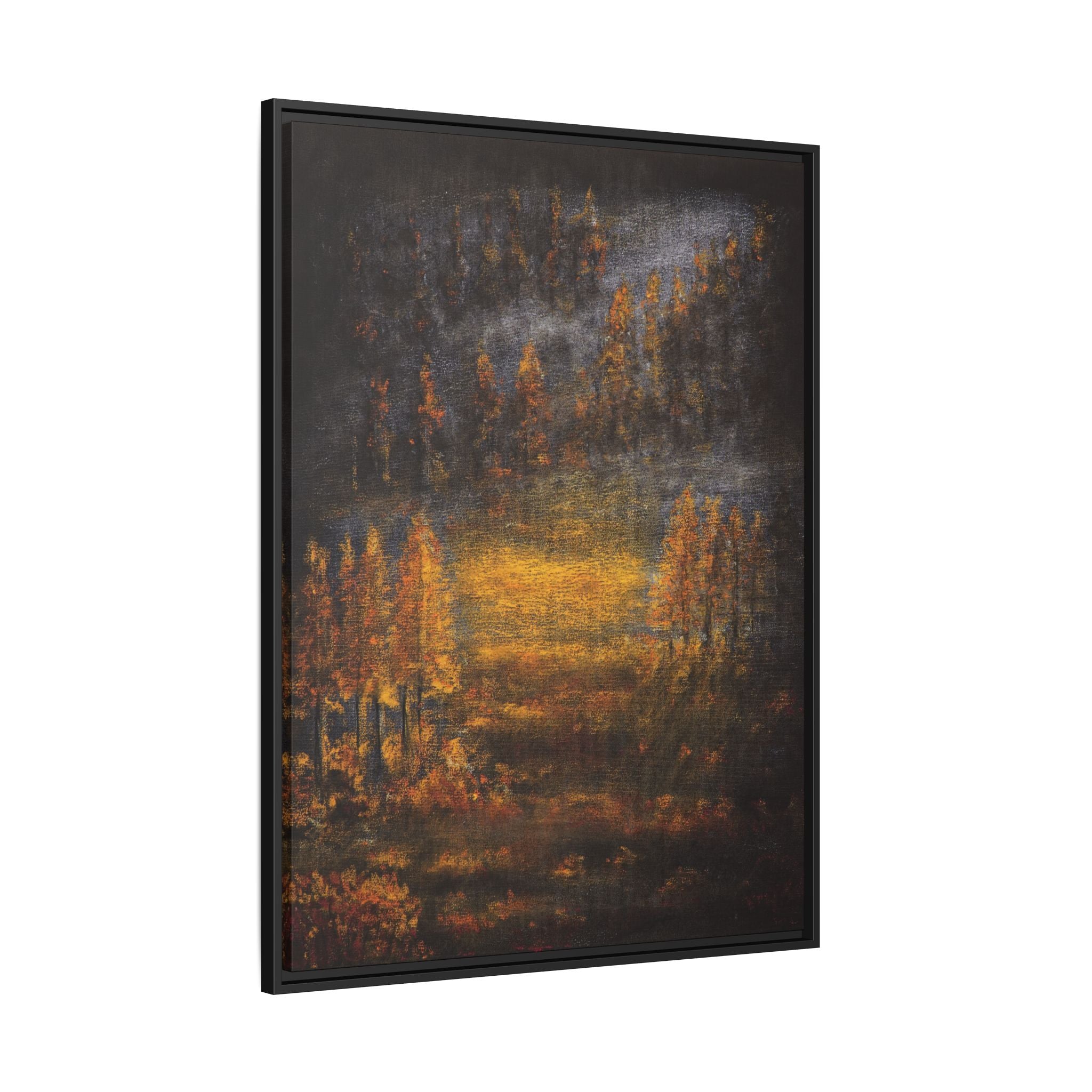 Autumn Glow Landscape - Framed Matte Canvas Wall Art