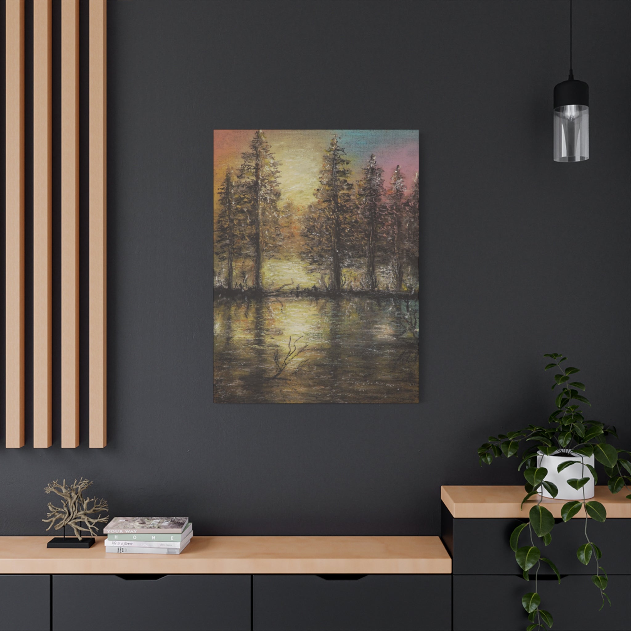Sunset Forest Reflection Canvas Print
