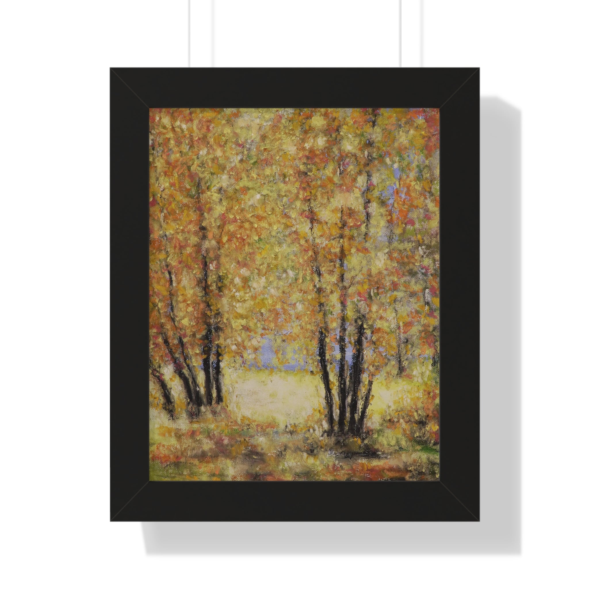 Autumn Grove Framed Poster — Vertical Fall Landscape Wall Art
