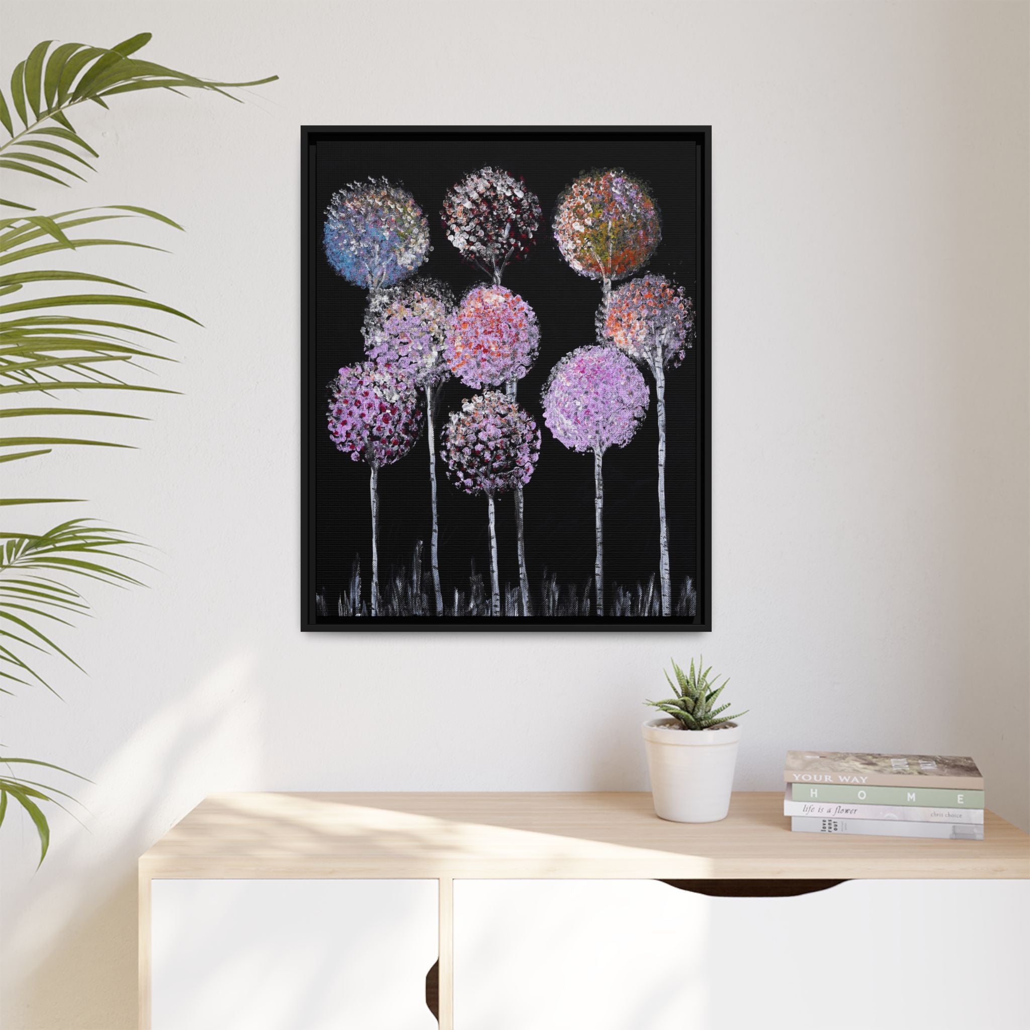 Framed Matte Canvas-Pastel Floral Art