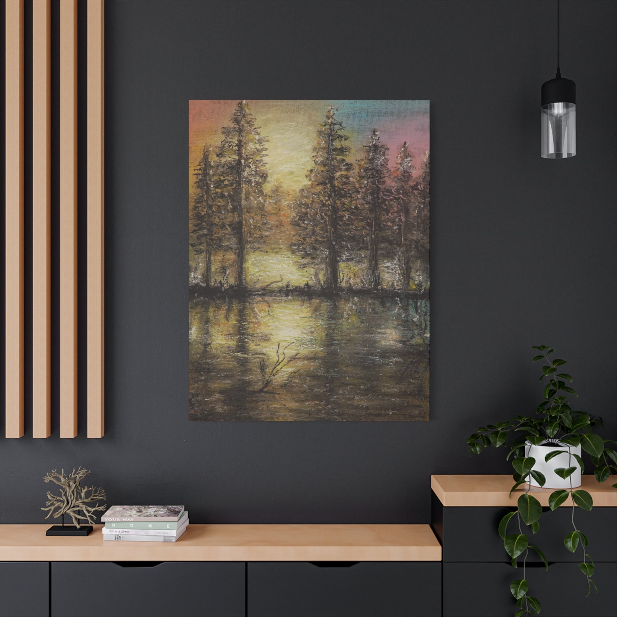 Sunset Forest Reflection Canvas Print
