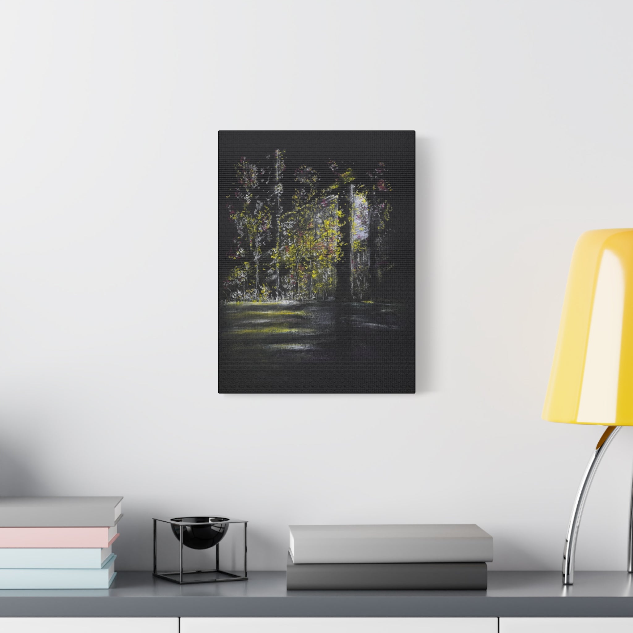 Matte Canvas - Moonlit Forest Landscape Stretched Art Print