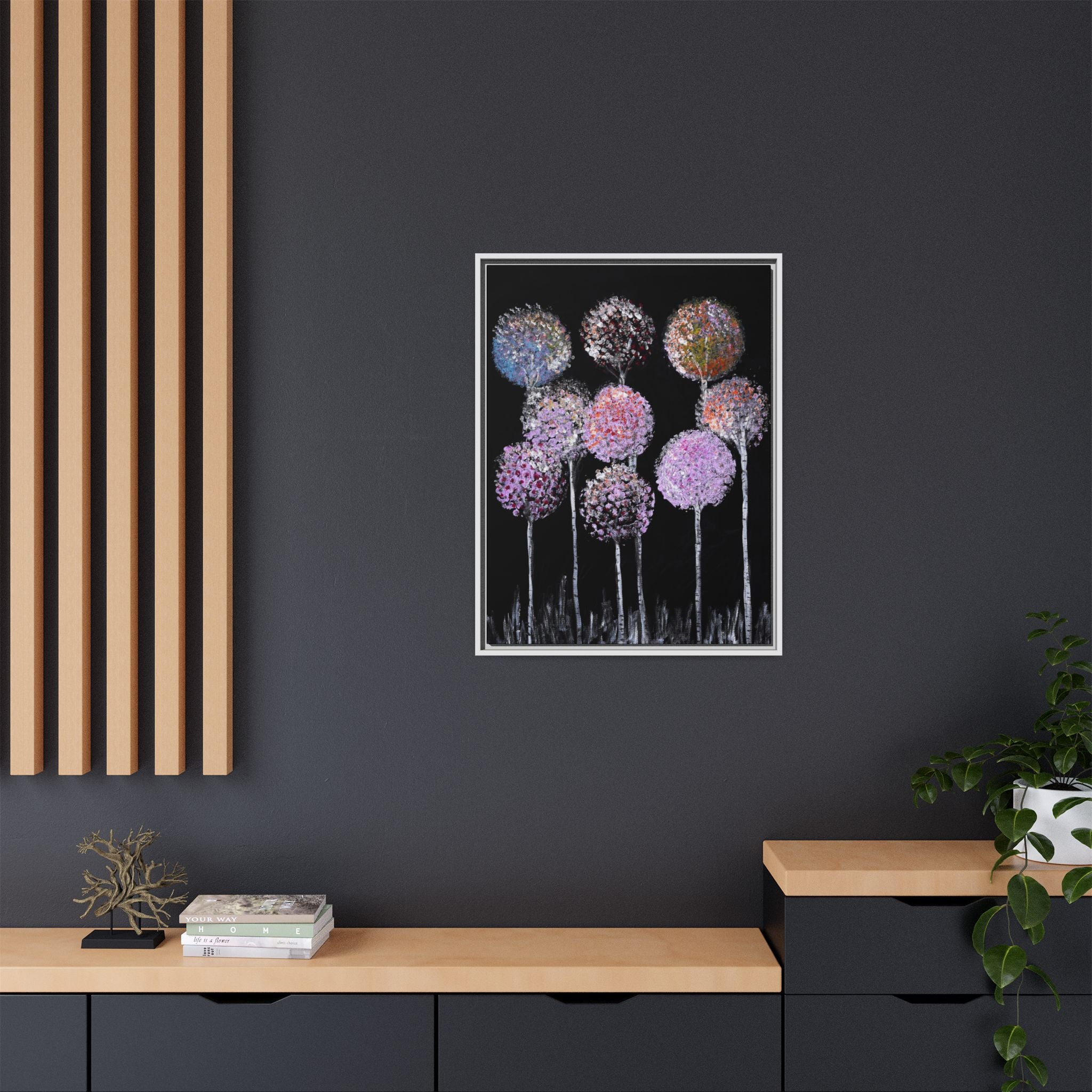 Framed Matte Canvas-Pastel Floral Art
