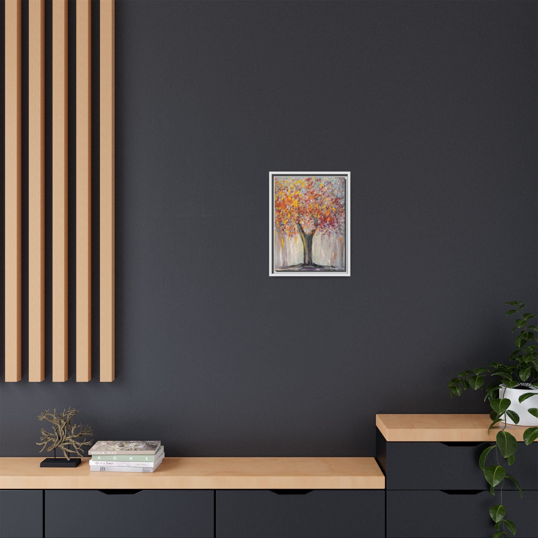 Framed Matte Canvas - Colorful Abstract Tree Wall Art