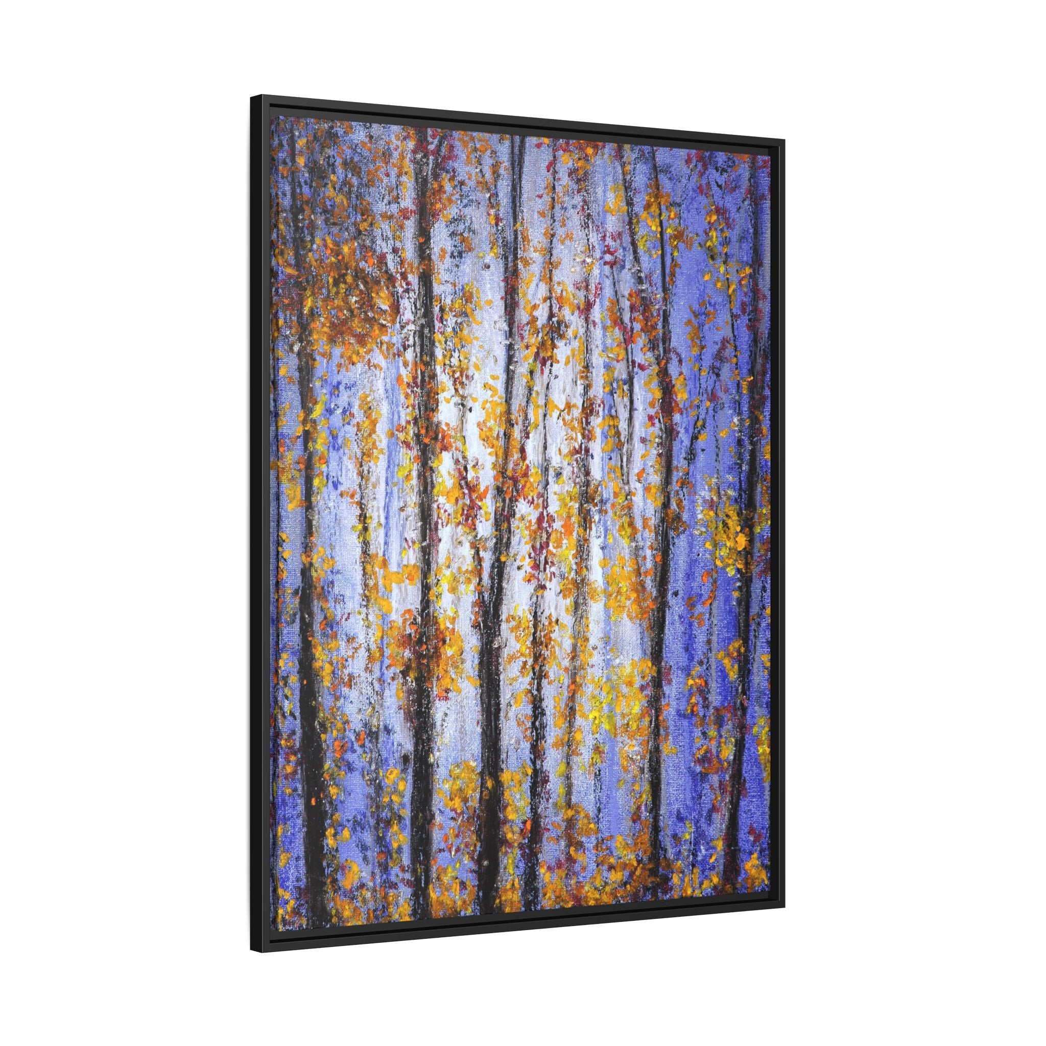 Framed Matte Canvas Art – Autumn Aspen Trees Wall Print