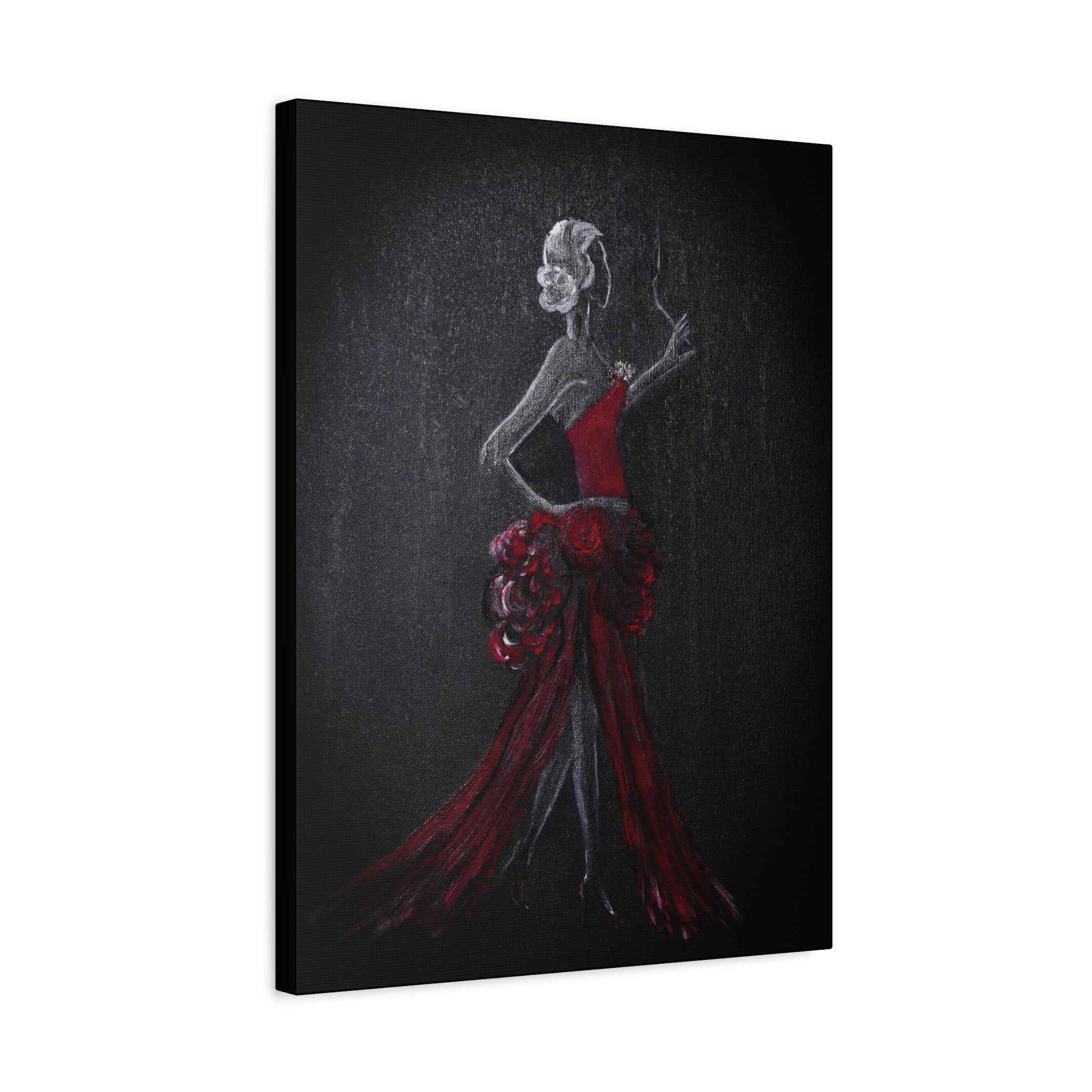 Flamenco Dancer Red Dress Canvas Art — Matte Stretched Wall Painting