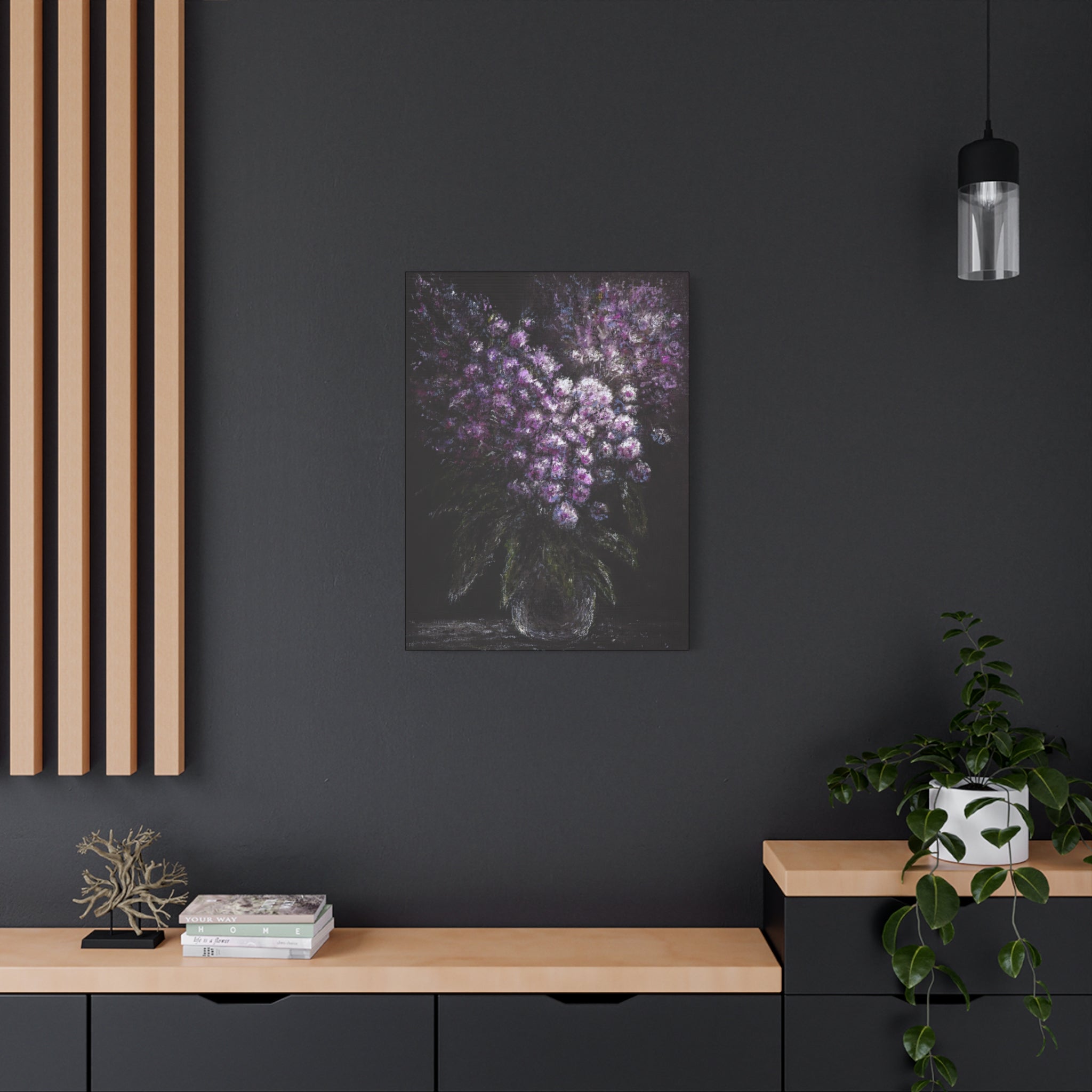 Purple Floral Bouquet Canvas Art - Matte Stretched Wall Decor