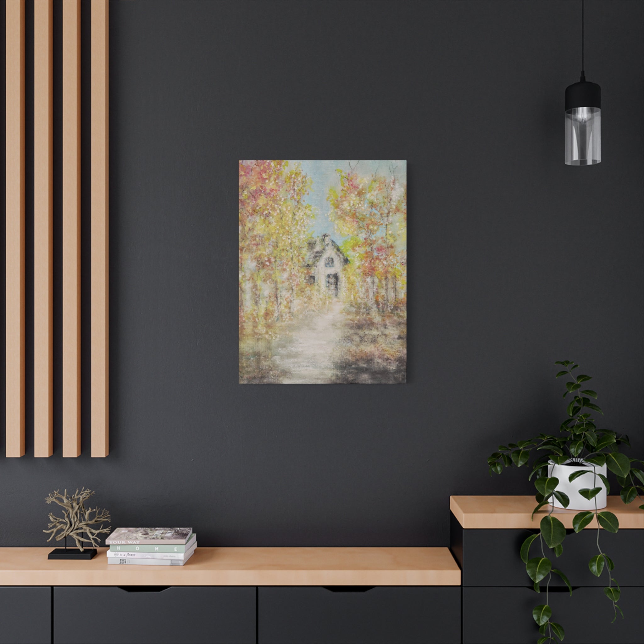 Autumn Cottage Canvas Print — Stretched Matte Wall Art