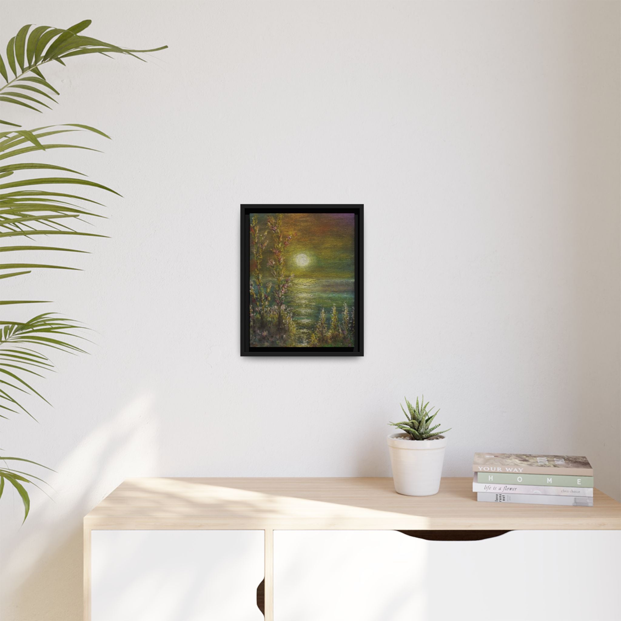 Framed Matte Canvas Print — Tranquil Moonlit Seascape