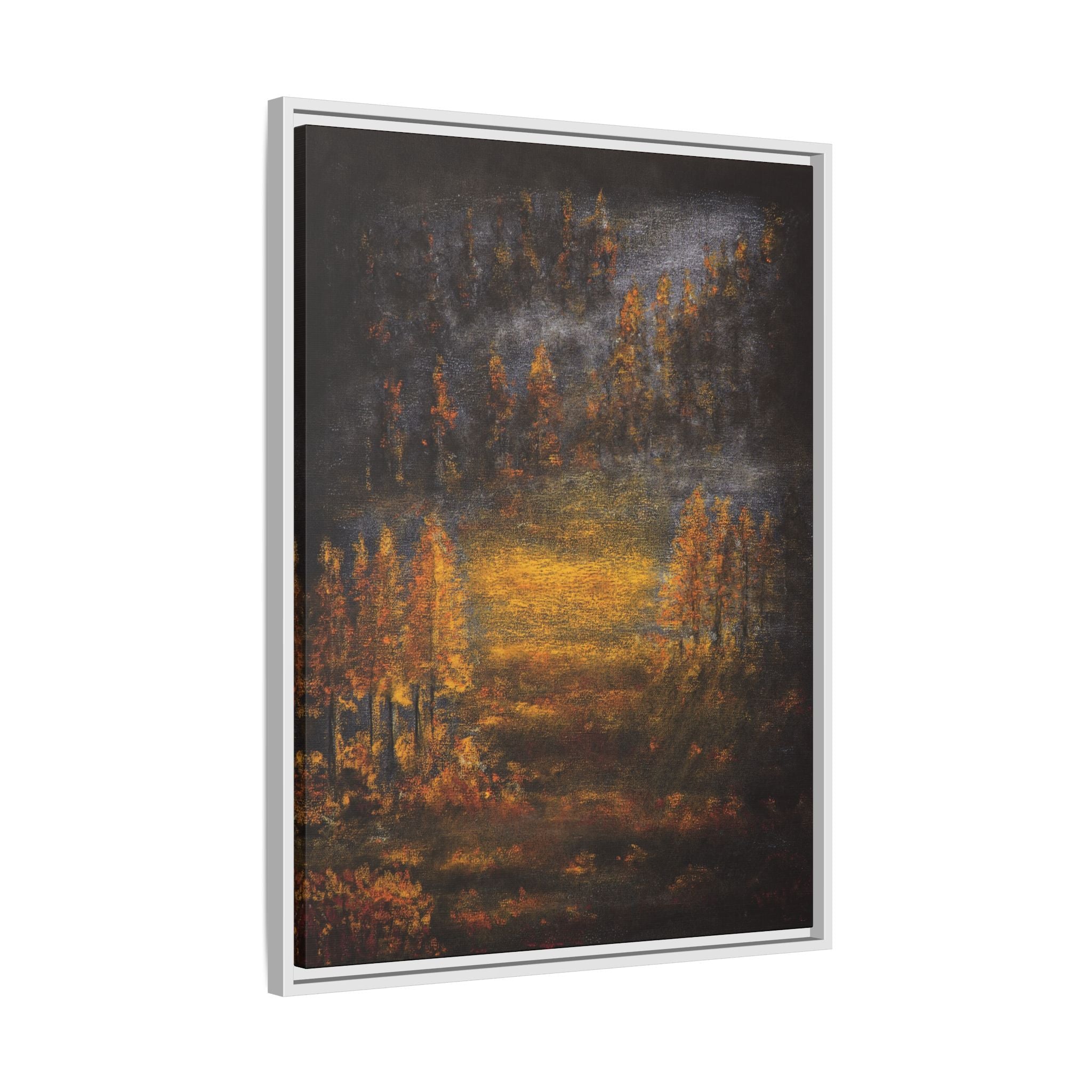 Autumn Glow Landscape - Framed Matte Canvas Wall Art