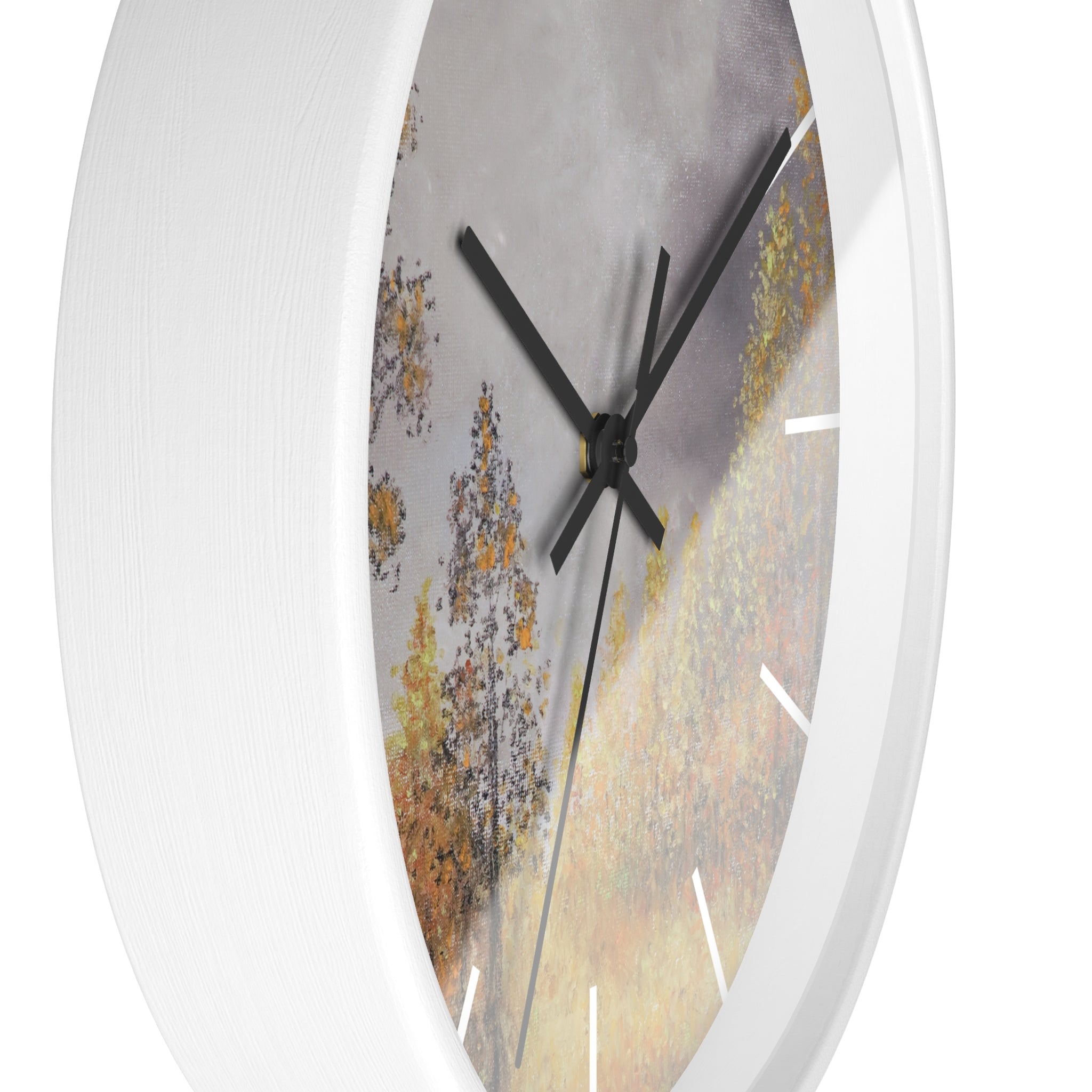 Autumn Meadow Wall Clock — Rustic Fall Landscape Home Decor