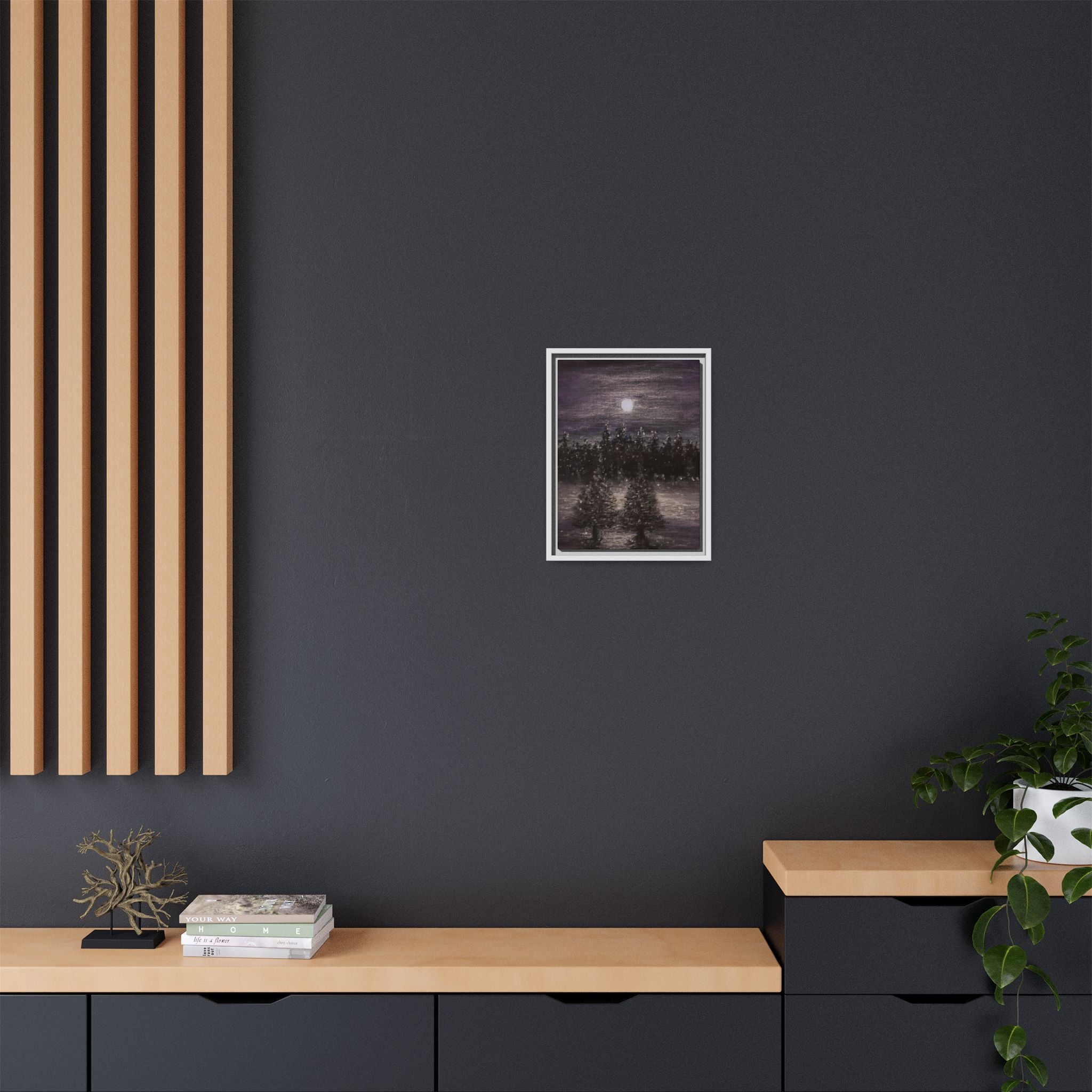 Moonlit Forest Matte Canvas Print — Framed Wall Art