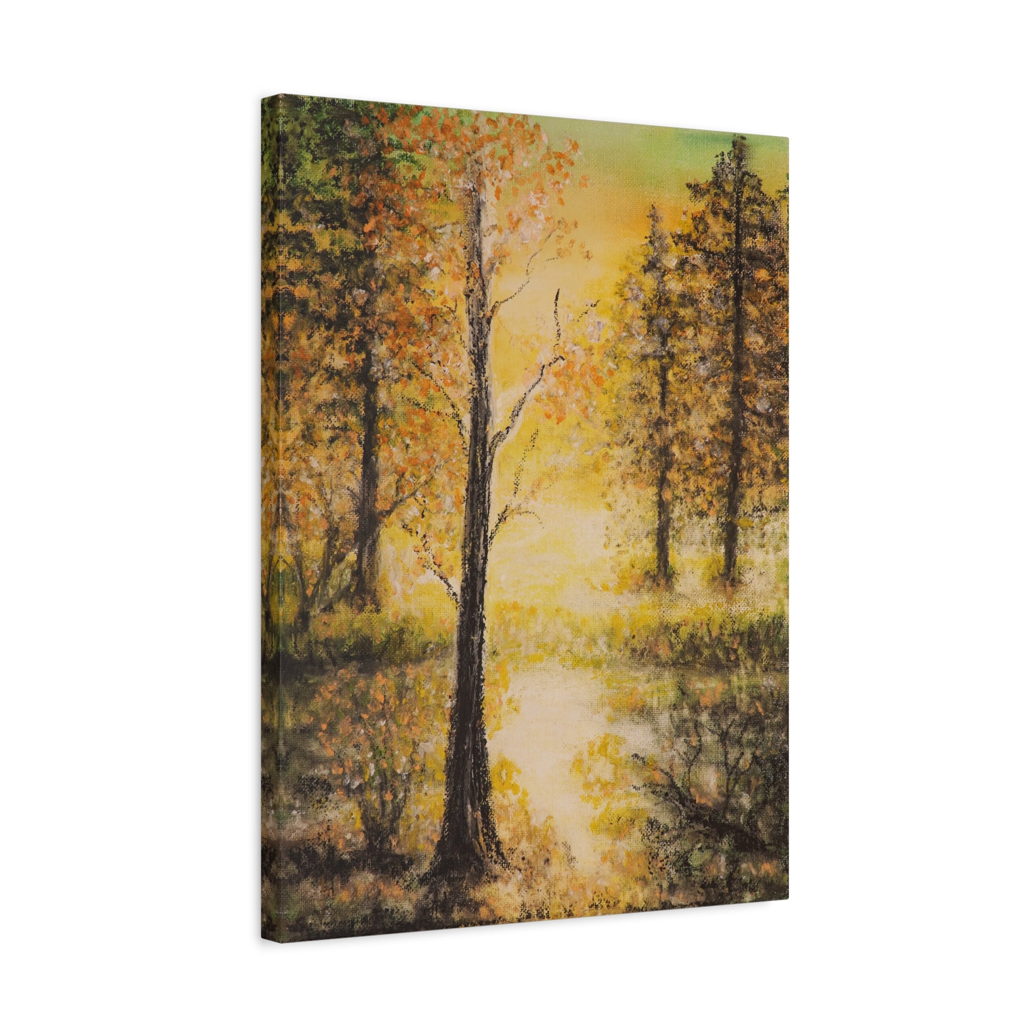 Autumn Forest Canvas Print — Golden Trees Stretched Matte Wall Art