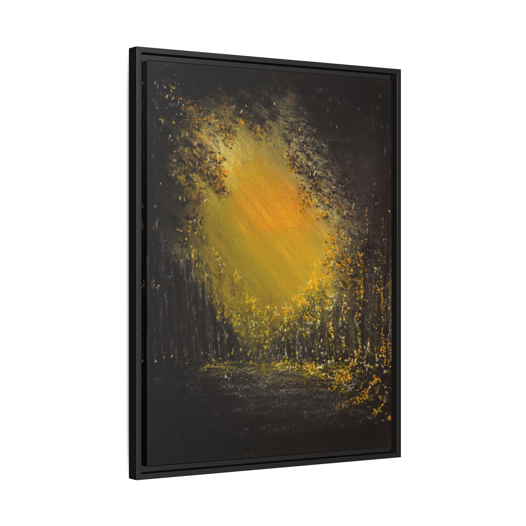 Framed Matte Canvas Wall Art — Golden Forest Glow