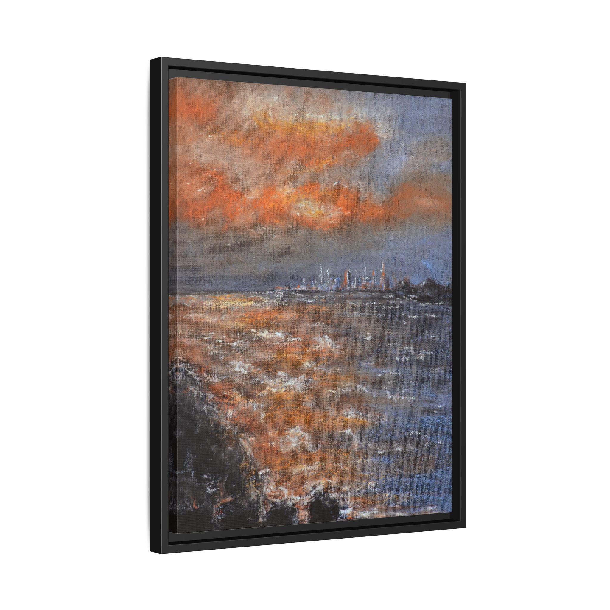 Framed Matte Canvas Print — Coastal Sunset Seascape