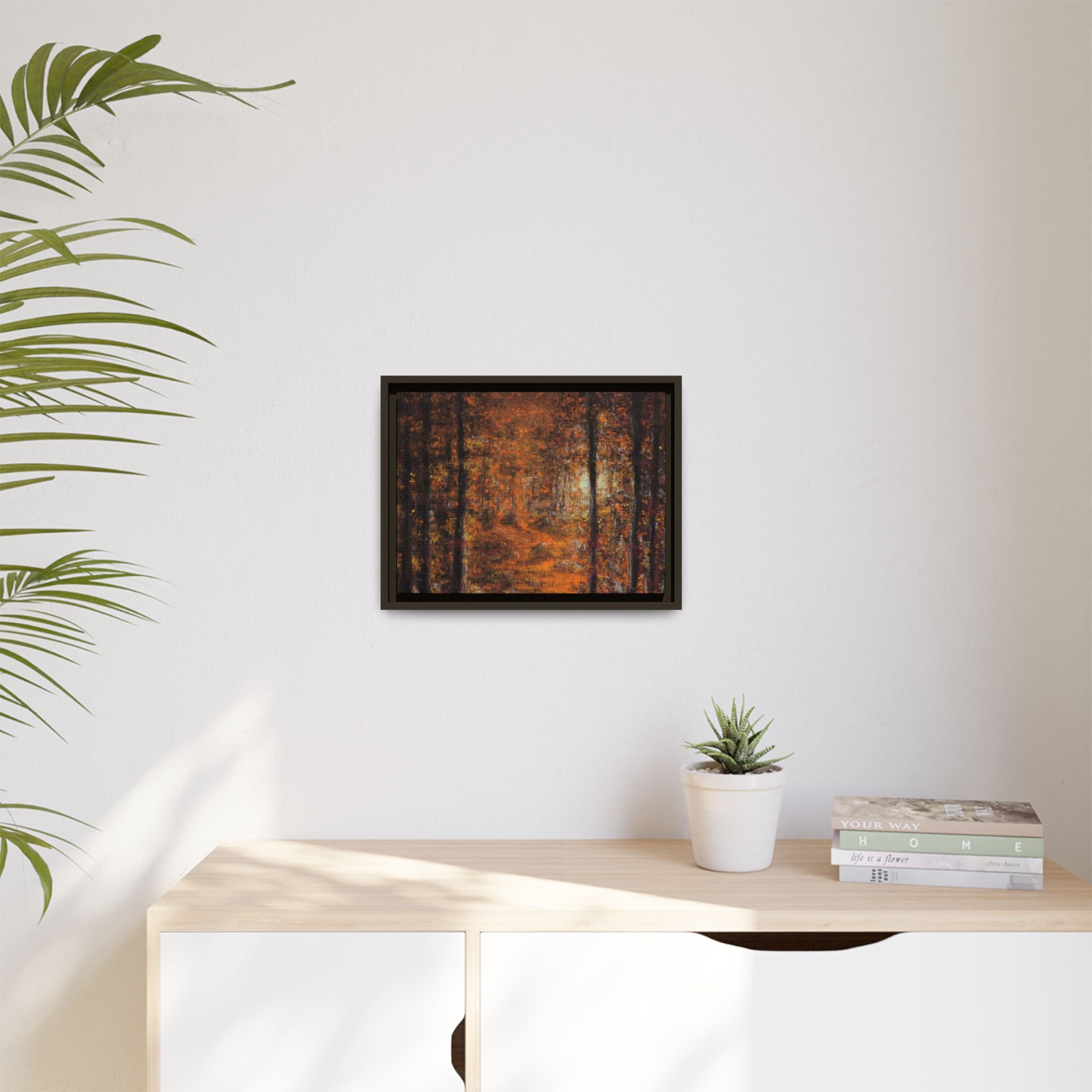 Autumn Forest Path Matte Canvas Framed Wall Art