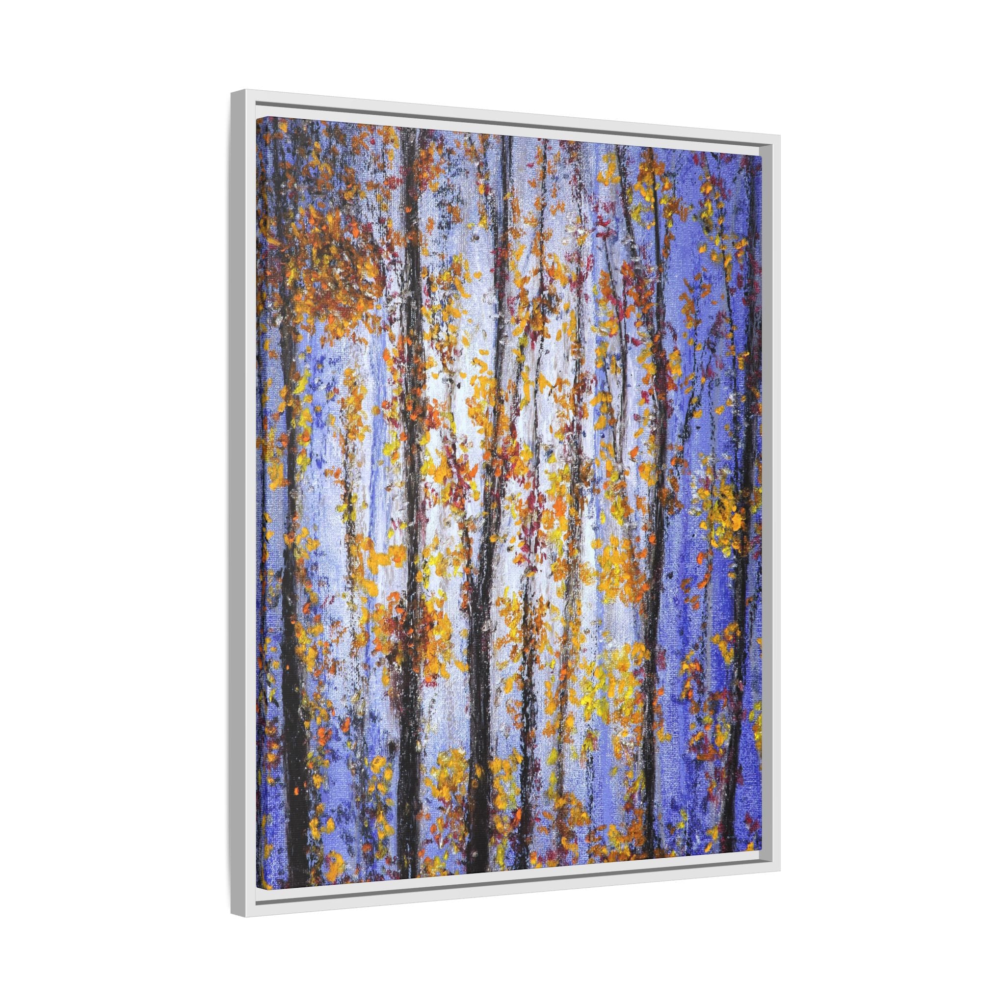 Framed Matte Canvas Art – Autumn Aspen Trees Wall Print