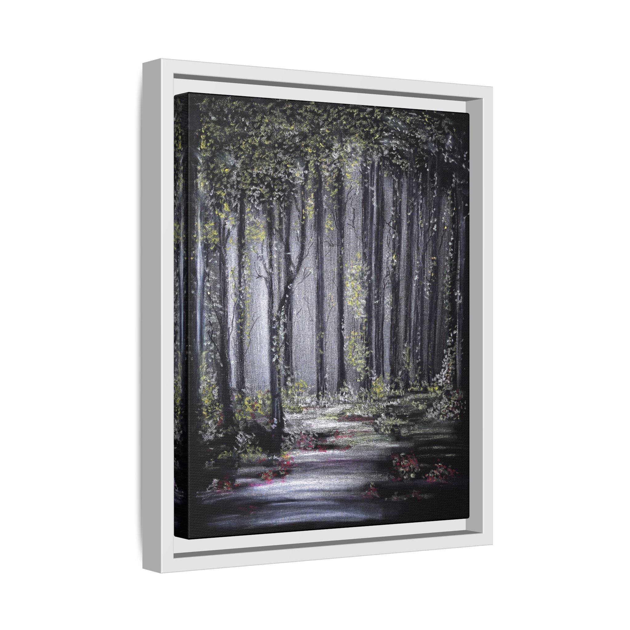 Framed Forest Path Matte Canvas Print — Serene Woodland Wall Art