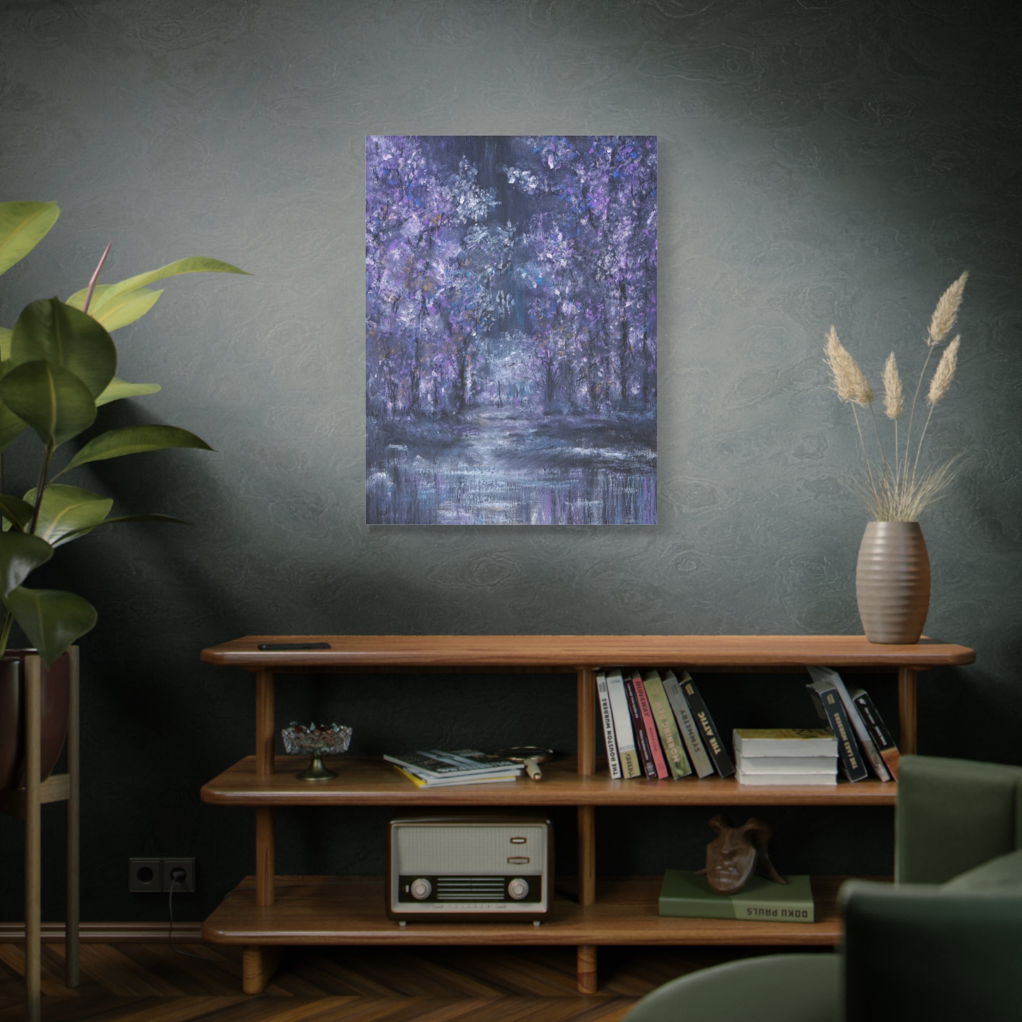 Purple Twilight Forest Matte Canvas Wall Art — Stretched 1.25"