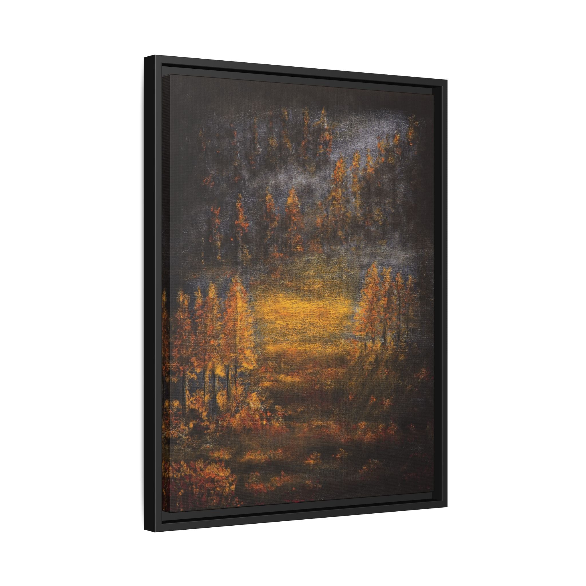 Autumn Glow Landscape - Framed Matte Canvas Wall Art