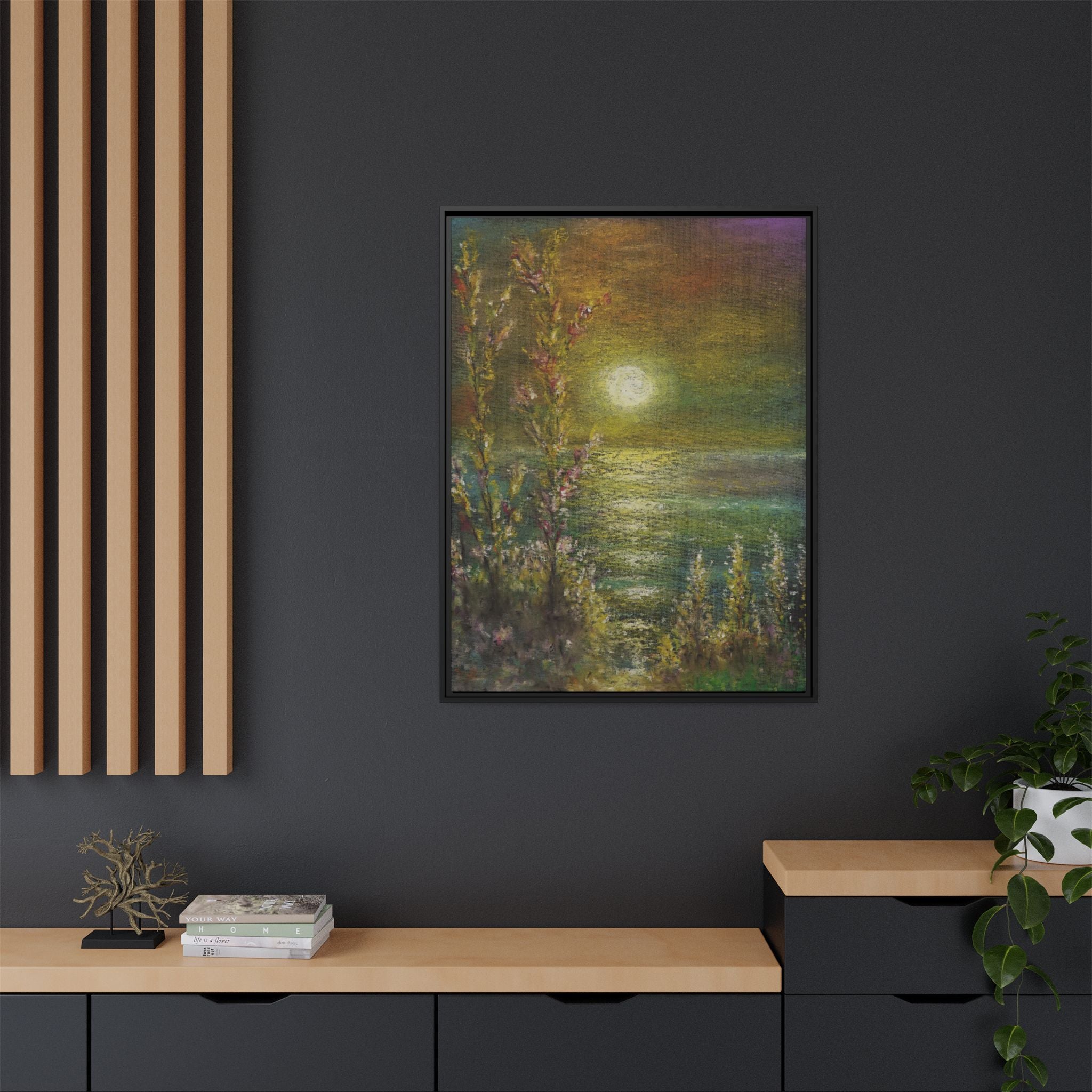 Framed Matte Canvas Print — Tranquil Moonlit Seascape