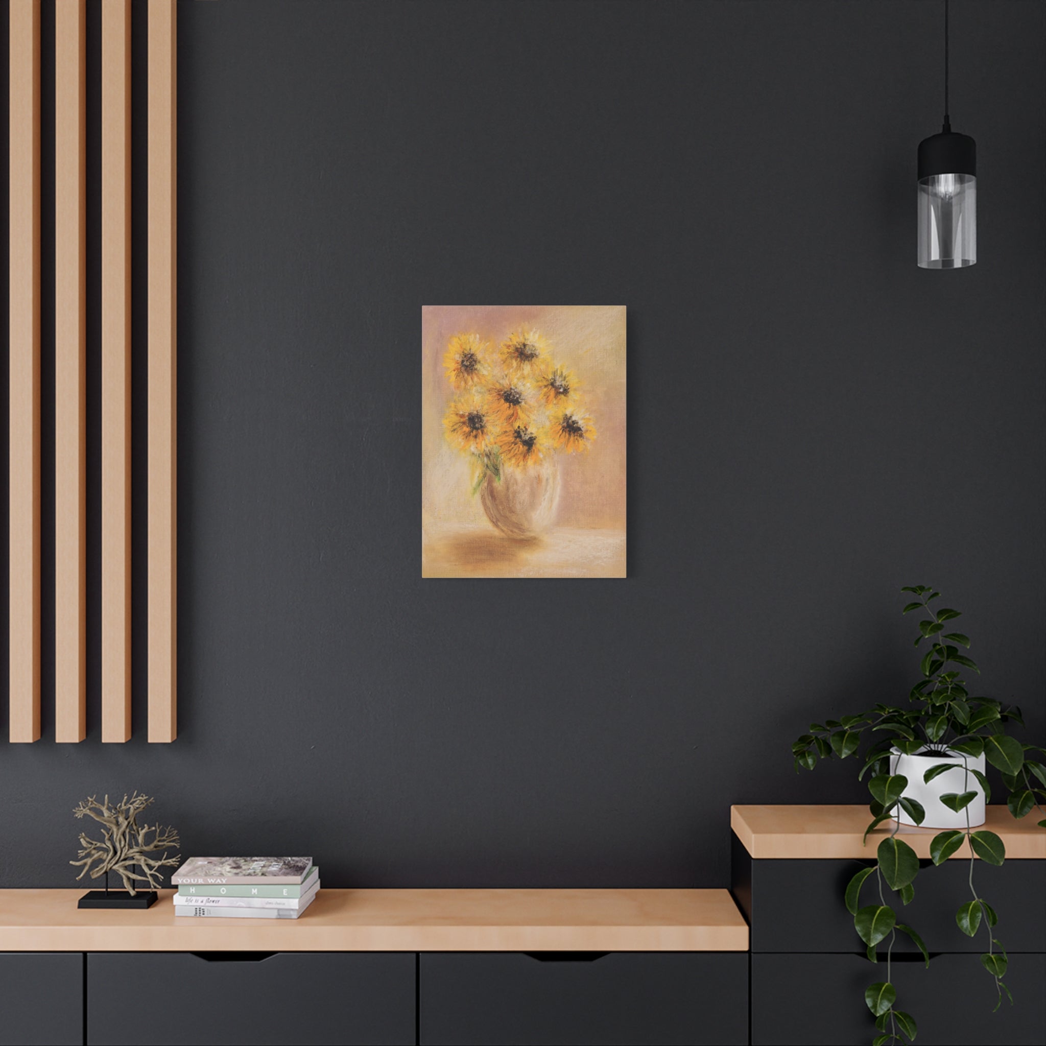 Sunflower Vase Canvas — Matte Stretched Wall Art